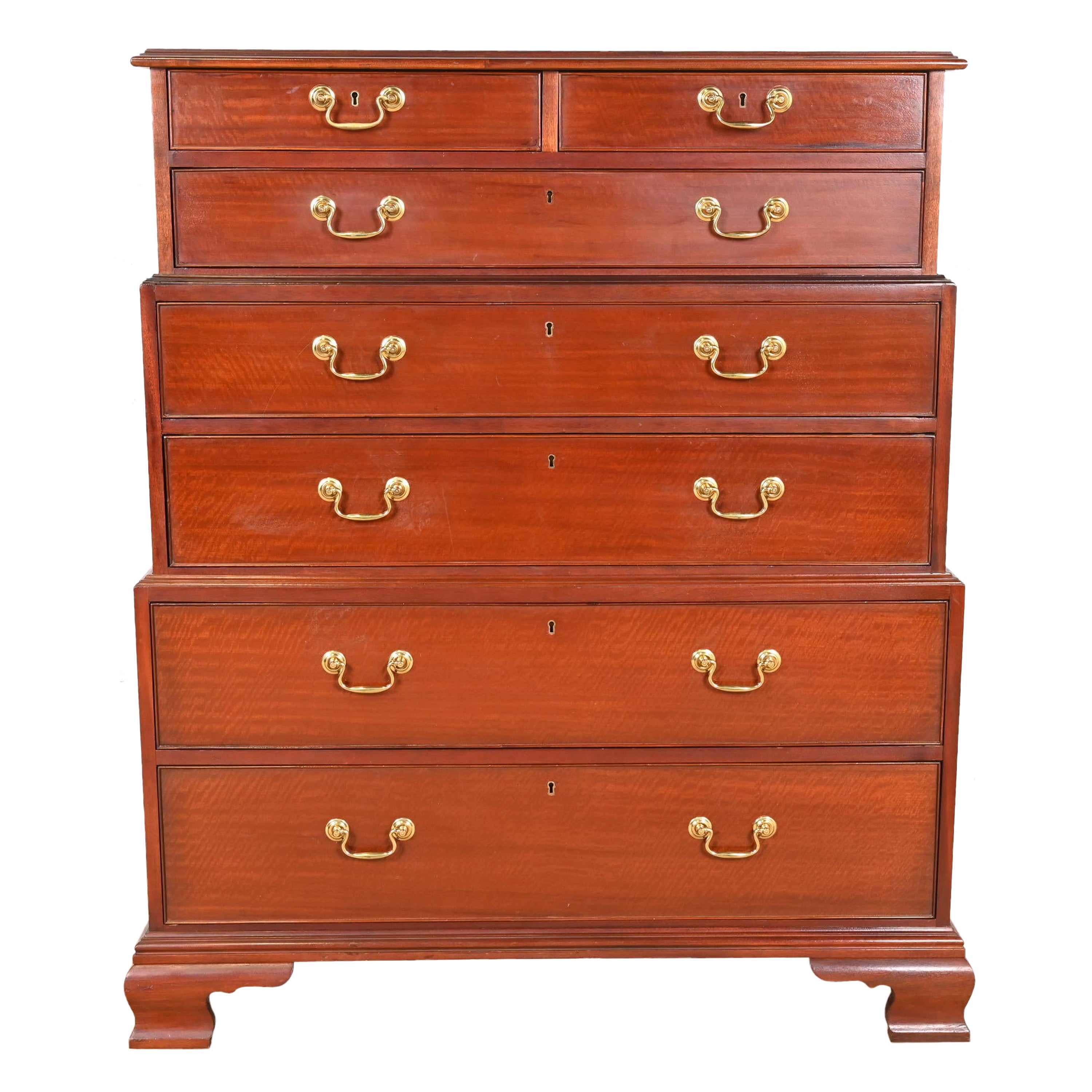 Baker Furniture Georgian Mahogany Triple Chest-On-Chest Highboy Dresser