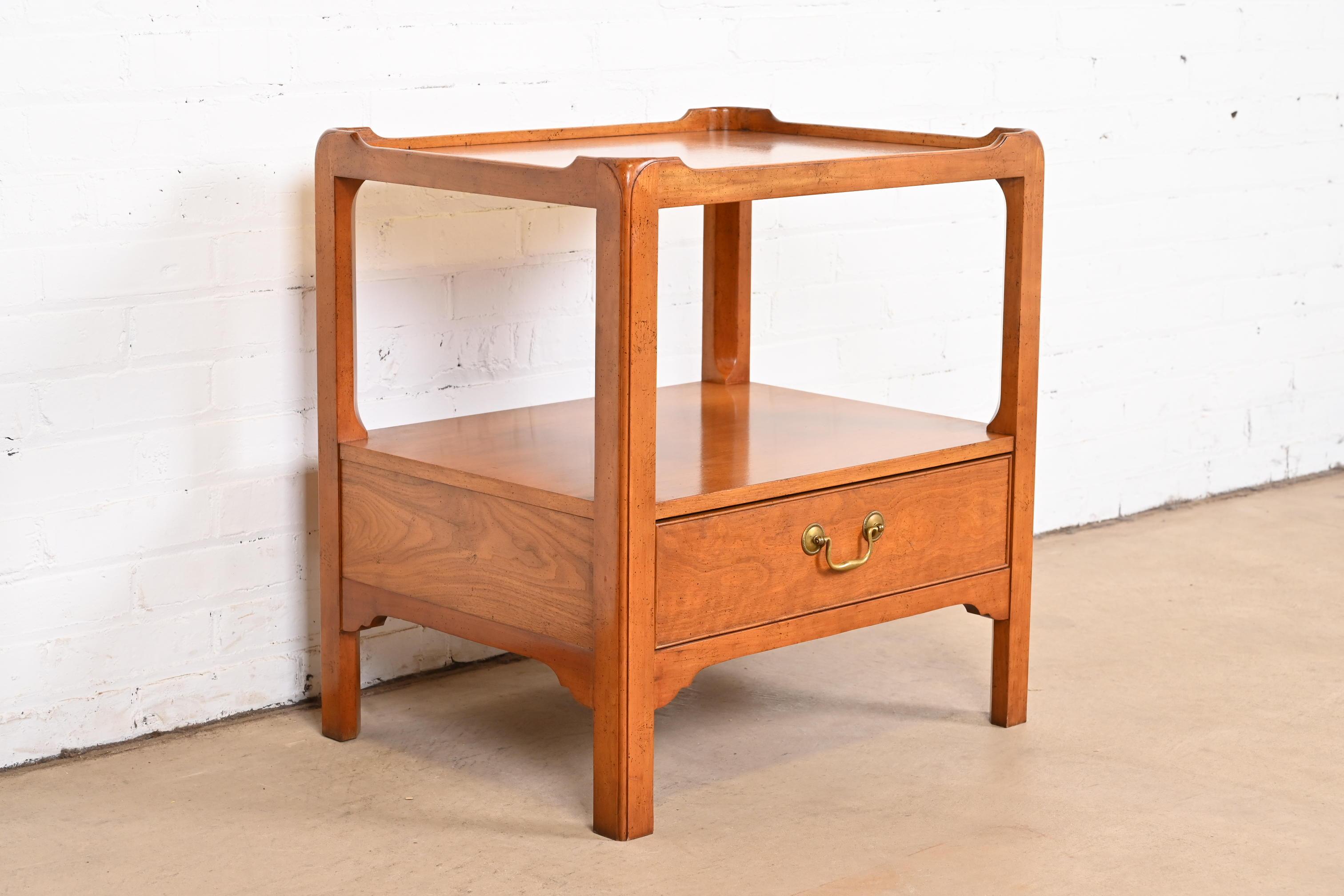 Brass Baker Furniture Georgian Mahogany Two-Tier Nightstand or Side Table For Sale