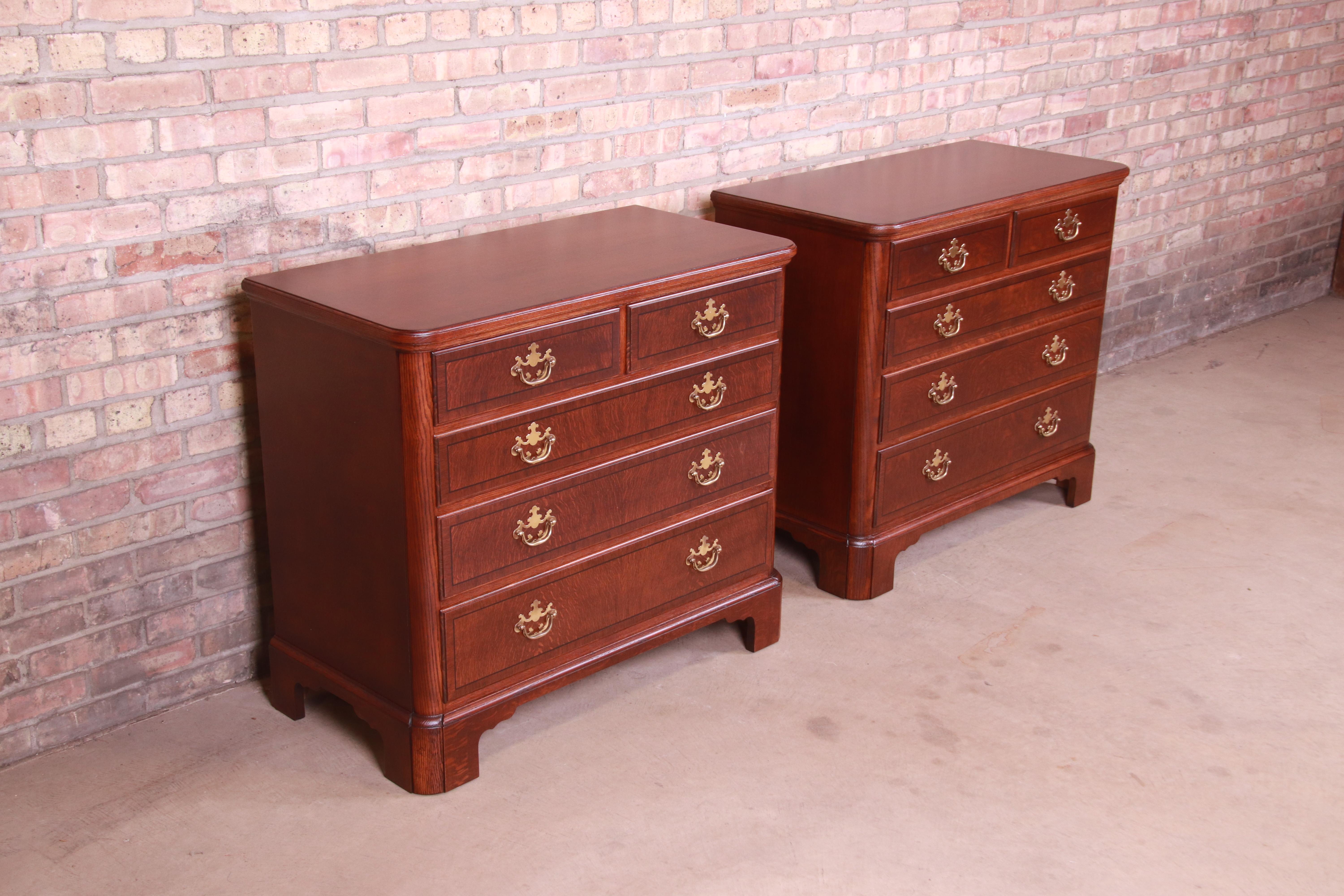 20th Century Baker Furniture Georgian Oak Bachelor Chests, Newly Refinished