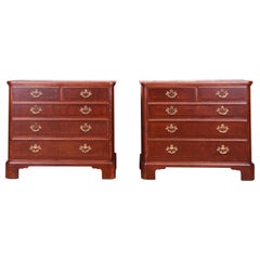 Baker Furniture Georgian Oak Bachelor Chests, Newly Refinished