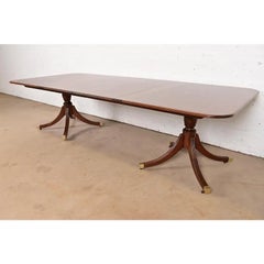 Baker Furniture Georgian Pedestal Extension Dining Table, Newly Refinished