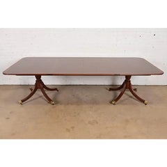 Baker Furniture Georgian Pedestal Extension Dining Table, Newly Refinished