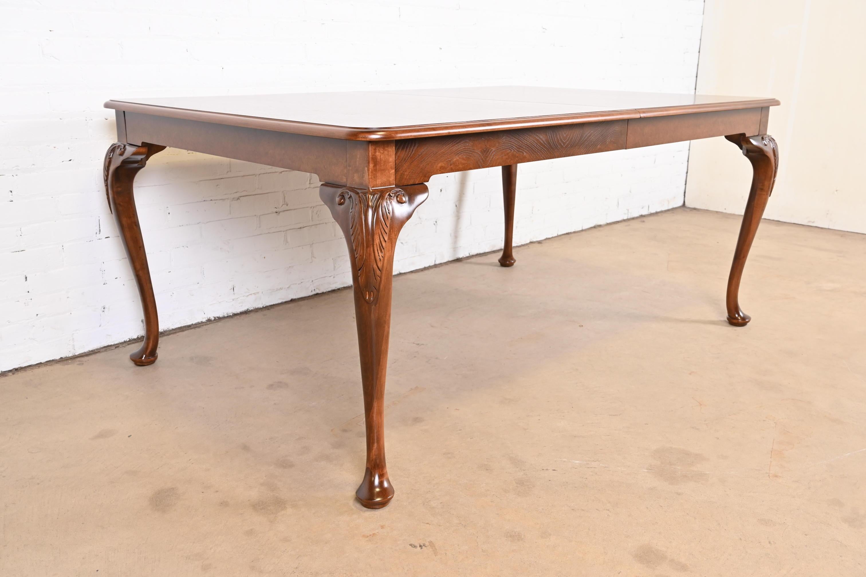 Baker Furniture Georgian Queen Anne Walnut and Burl Dining Table, Refinished 9