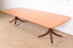 Baker Furniture Georgian Satinwood and Mahogany Double Pedestal Dining Table