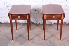 Baker Furniture Georgian Style Banded Mahogany Pembroke Side Tables, Pair