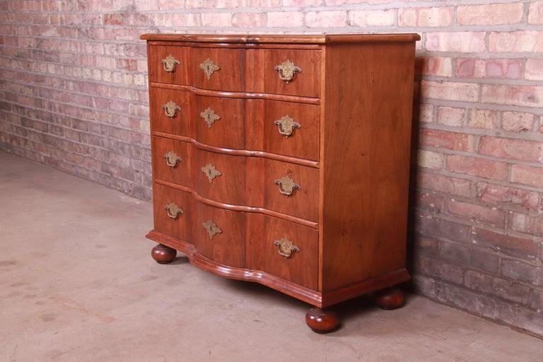 Baker Furniture Walnut Bow Front Commode or Chest or Drawers