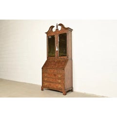 Baker Furniture Georgian Walnut Drop Front Secretary Desk With Bookcase Hutch