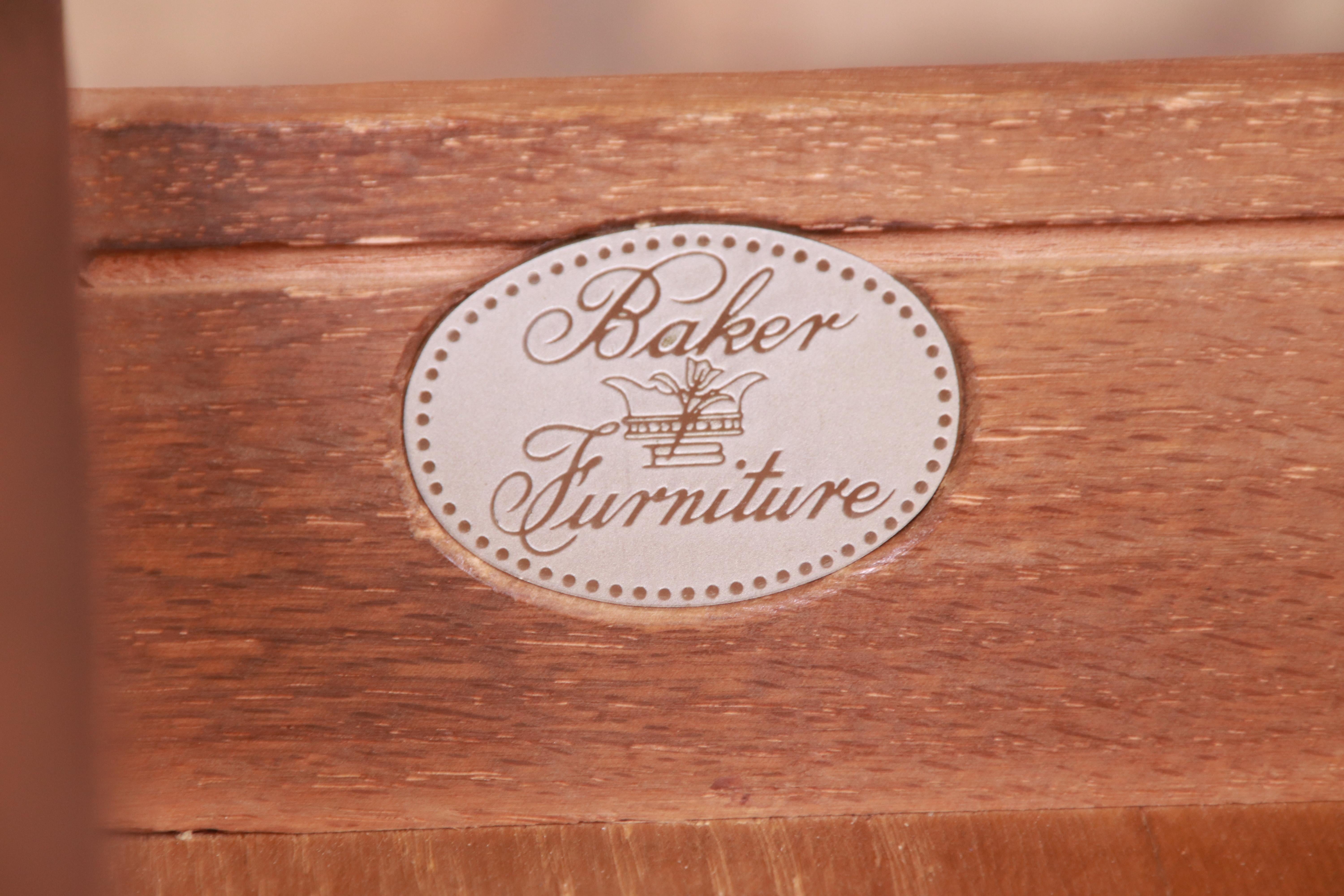 Baker Furniture Georgian Walnut Leather Top Executive Desk, 1950s For Sale 8