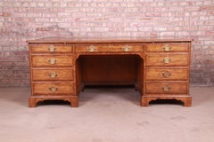 Baker Furniture Georgian Walnut Leather Top Executive Desk, 1950s