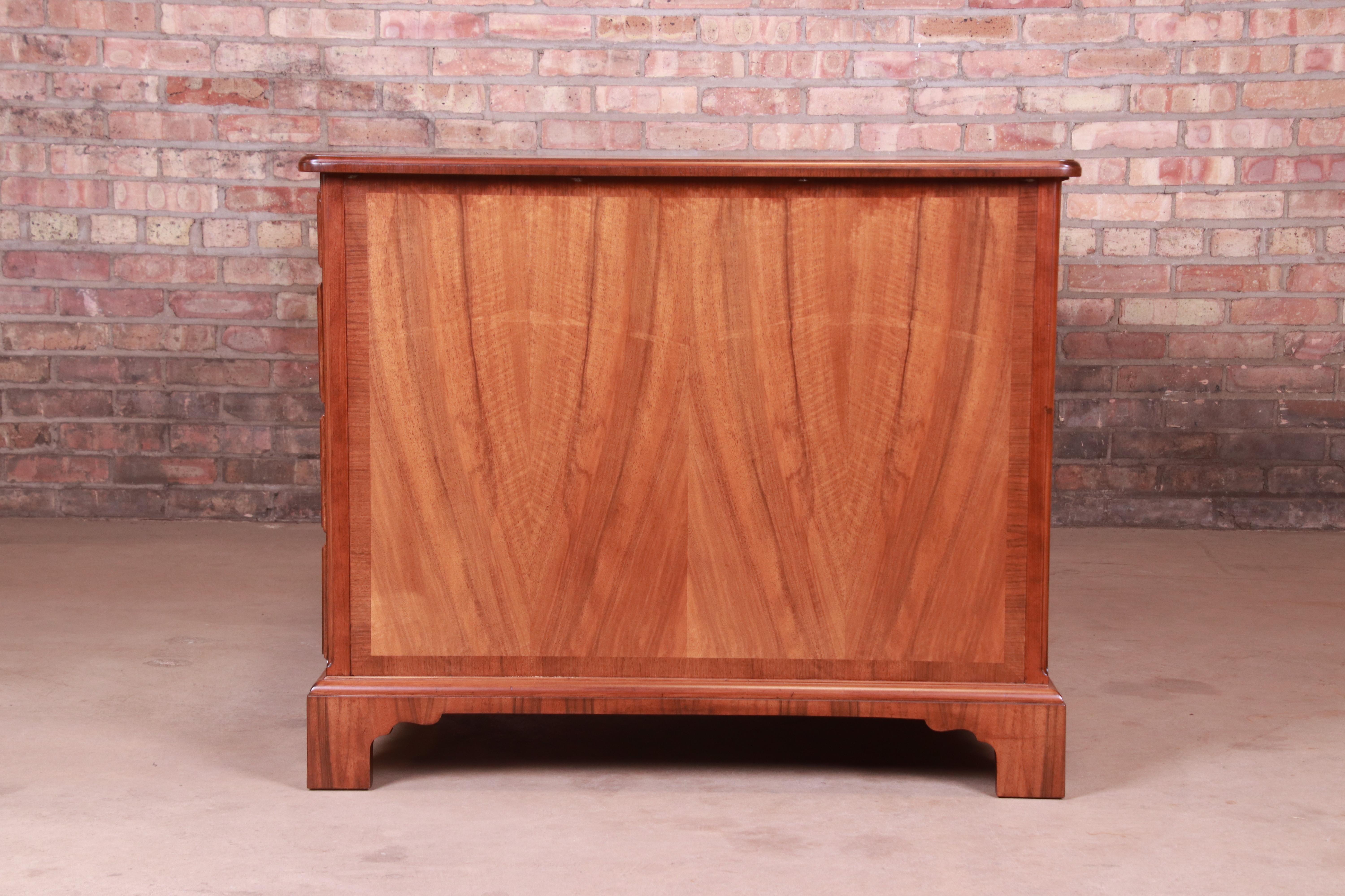 Baker Furniture Georgian Walnut Leather Top Executive Desk, Newly Refinished For Sale 6