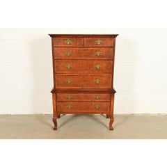 Baker Furniture Georgian Walnut Seven-Drawer Highboy Dresser, Circa 1960s