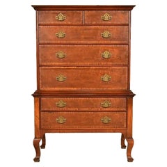 Baker Furniture Georgian Walnut Seven-Drawer Highboy Dresser, Circa 1960s