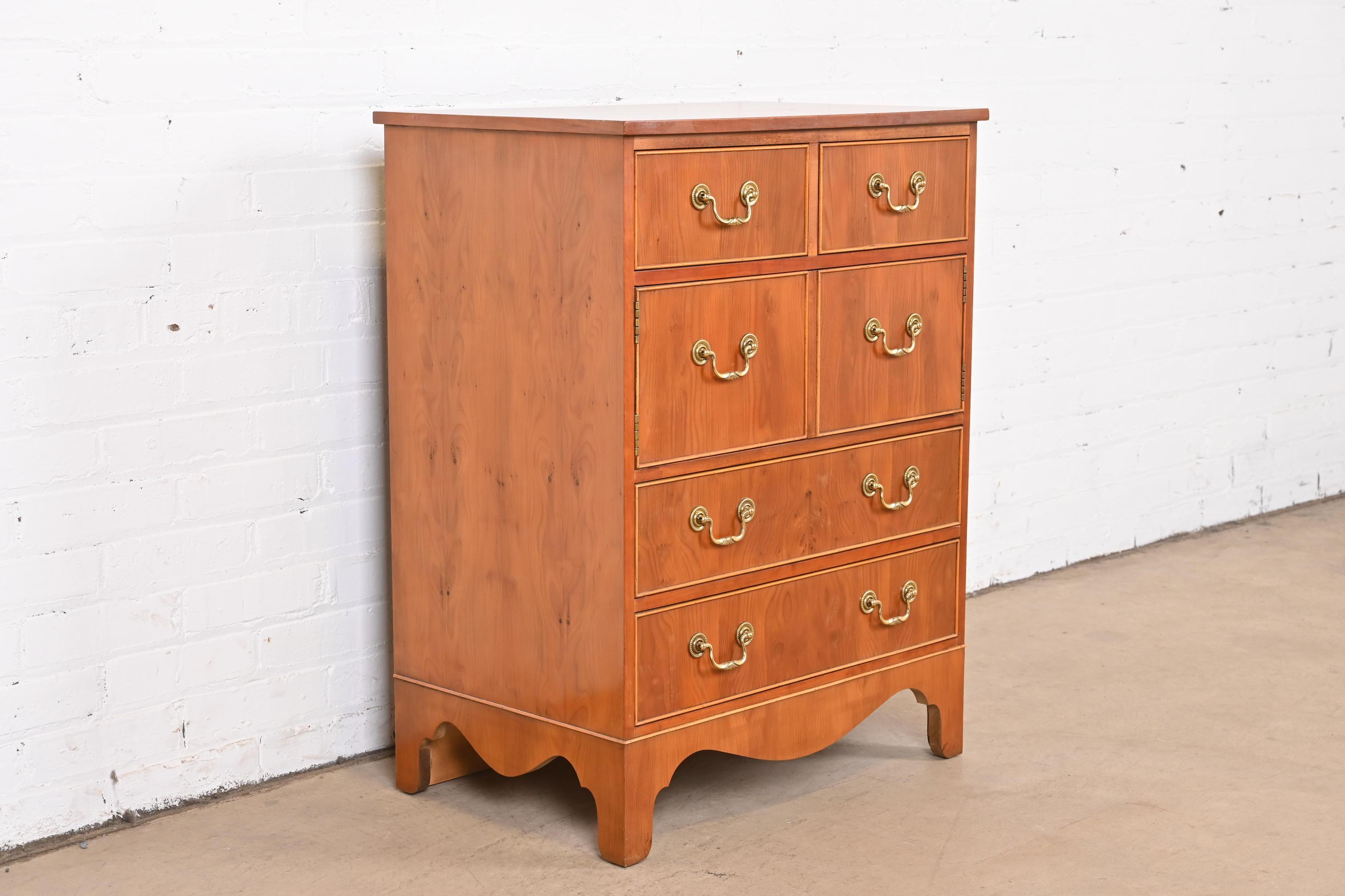 American Baker Furniture Georgian Yew Wood Commode or Bachelor Chest For Sale