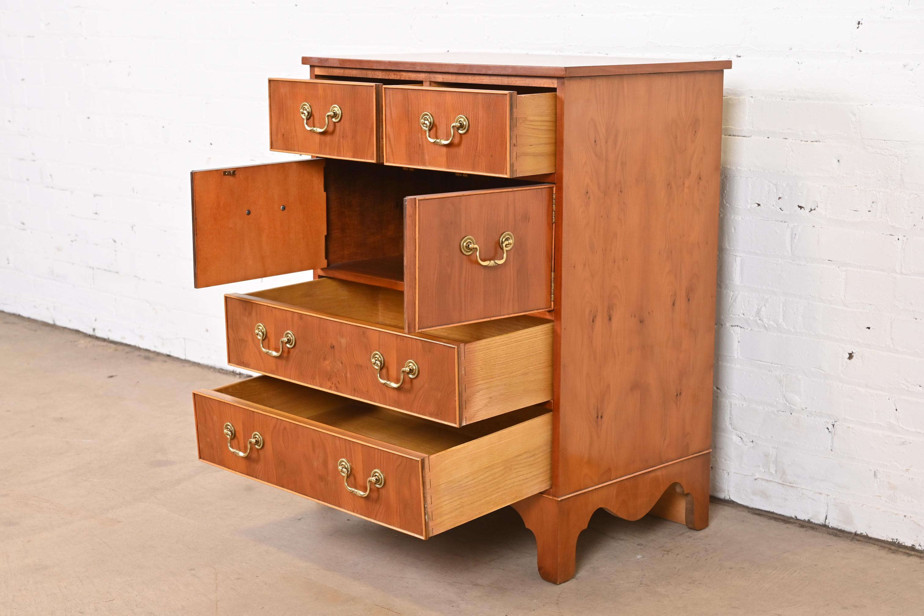 20th Century Baker Furniture Georgian Yew Wood Commode or Bachelor Chest For Sale