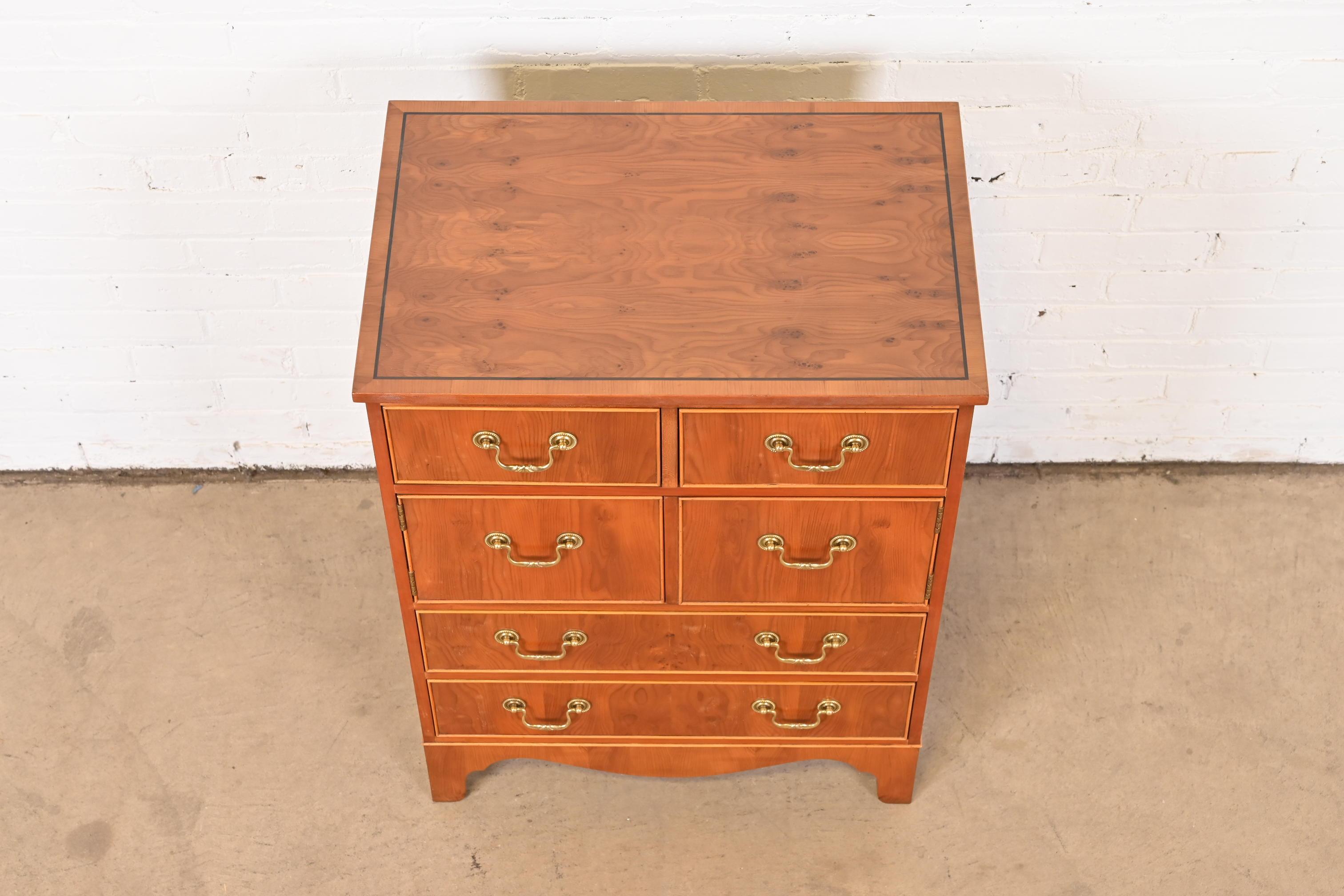 Baker Furniture Georgian Yew Wood Commode or Bachelor Chest For Sale 2