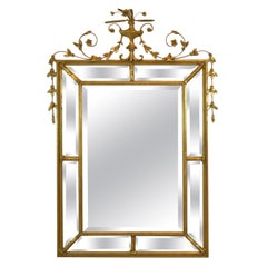 Baker Furniture Giltwood and Gesso Decorative Beveled Wall Mirror