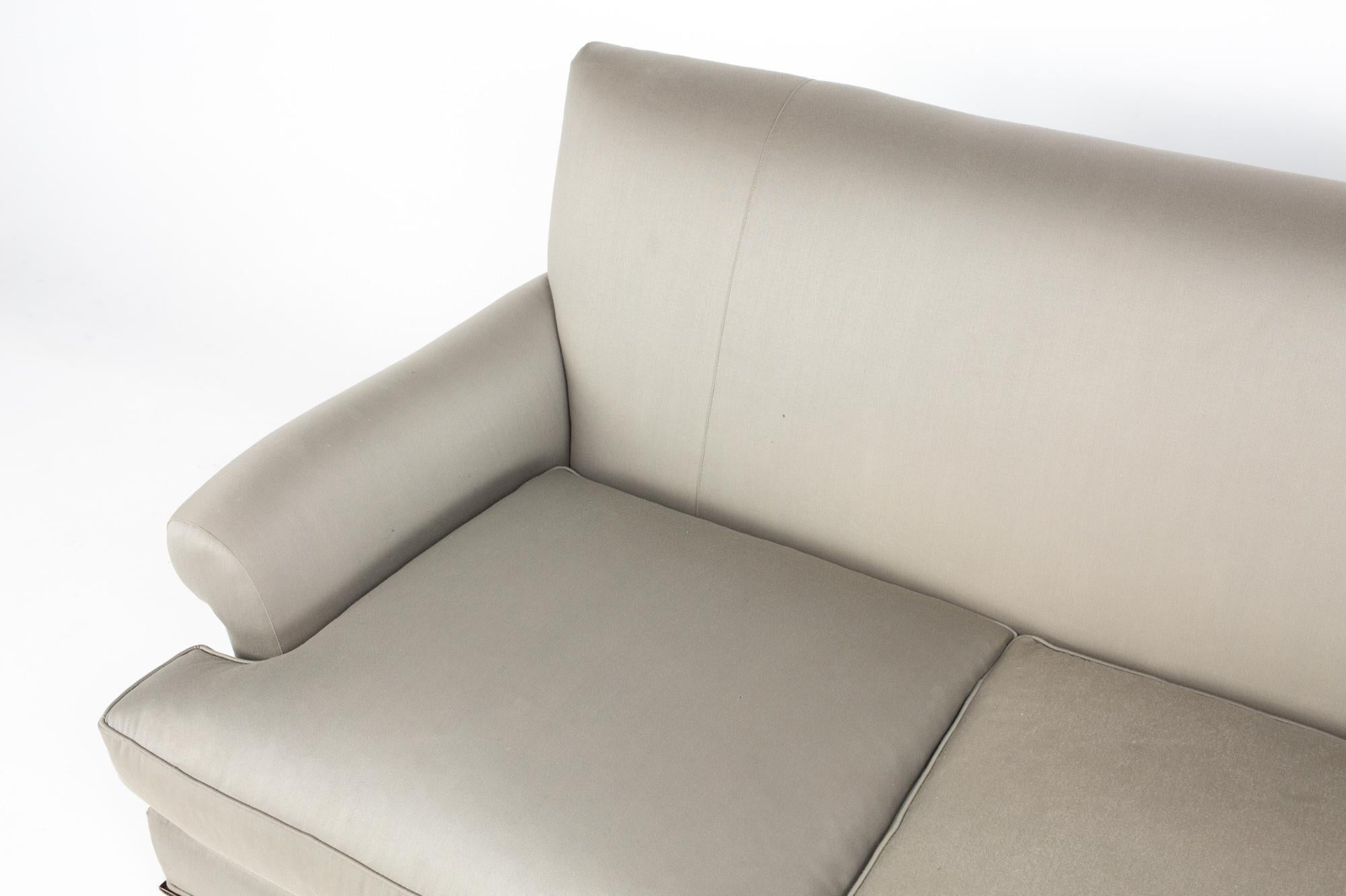 American Baker Furniture Grey Silk 3 Cushion Sofa