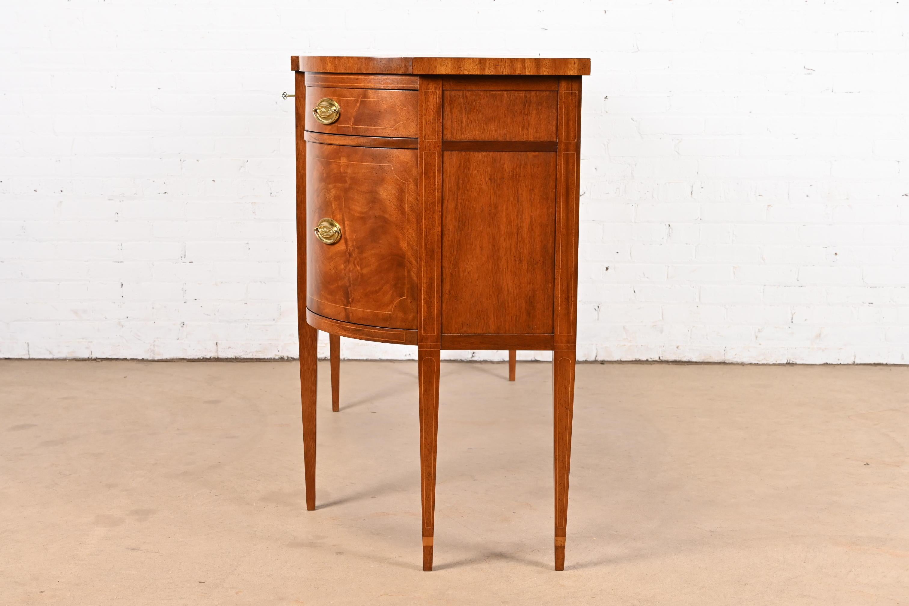 Baker Furniture Hepplewhite Flame Mahogany Serpentine Front Sideboard Credenza 5