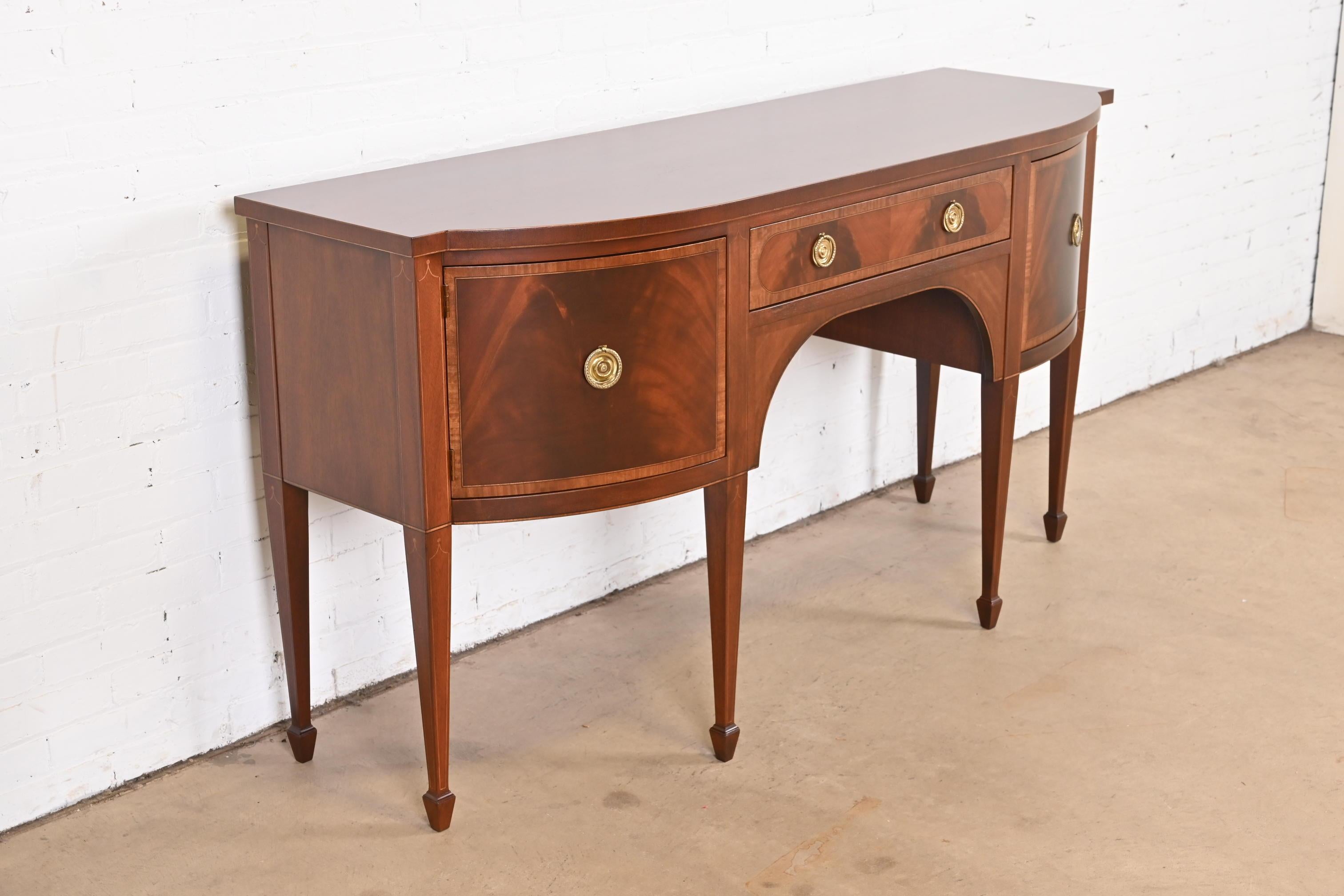 20th Century Baker Furniture Hepplewhite Mahogany and Inlaid Satinwood Sideboard, Refinished