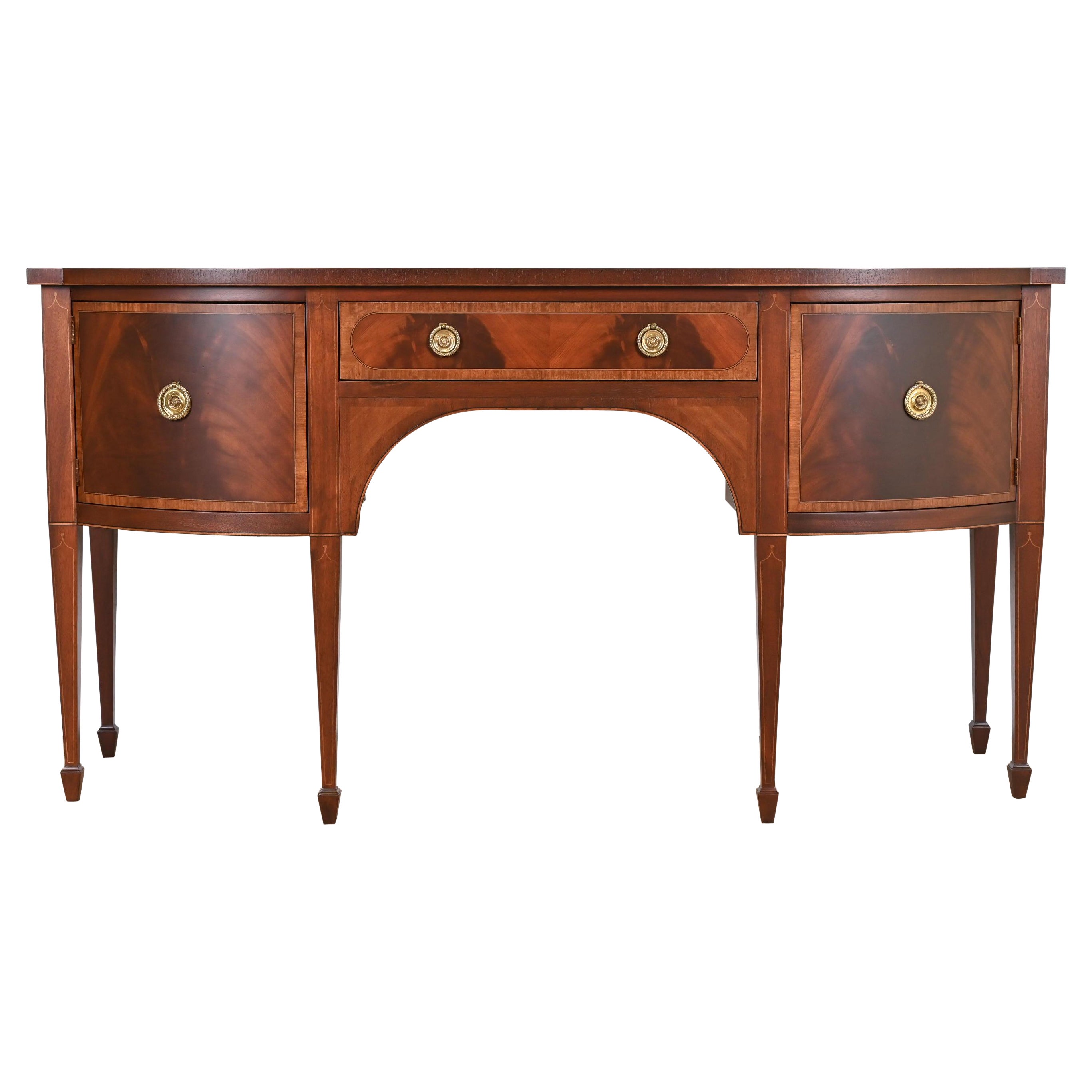 Baker Furniture Hepplewhite Mahogany and Inlaid Satinwood Sideboard, Refinished