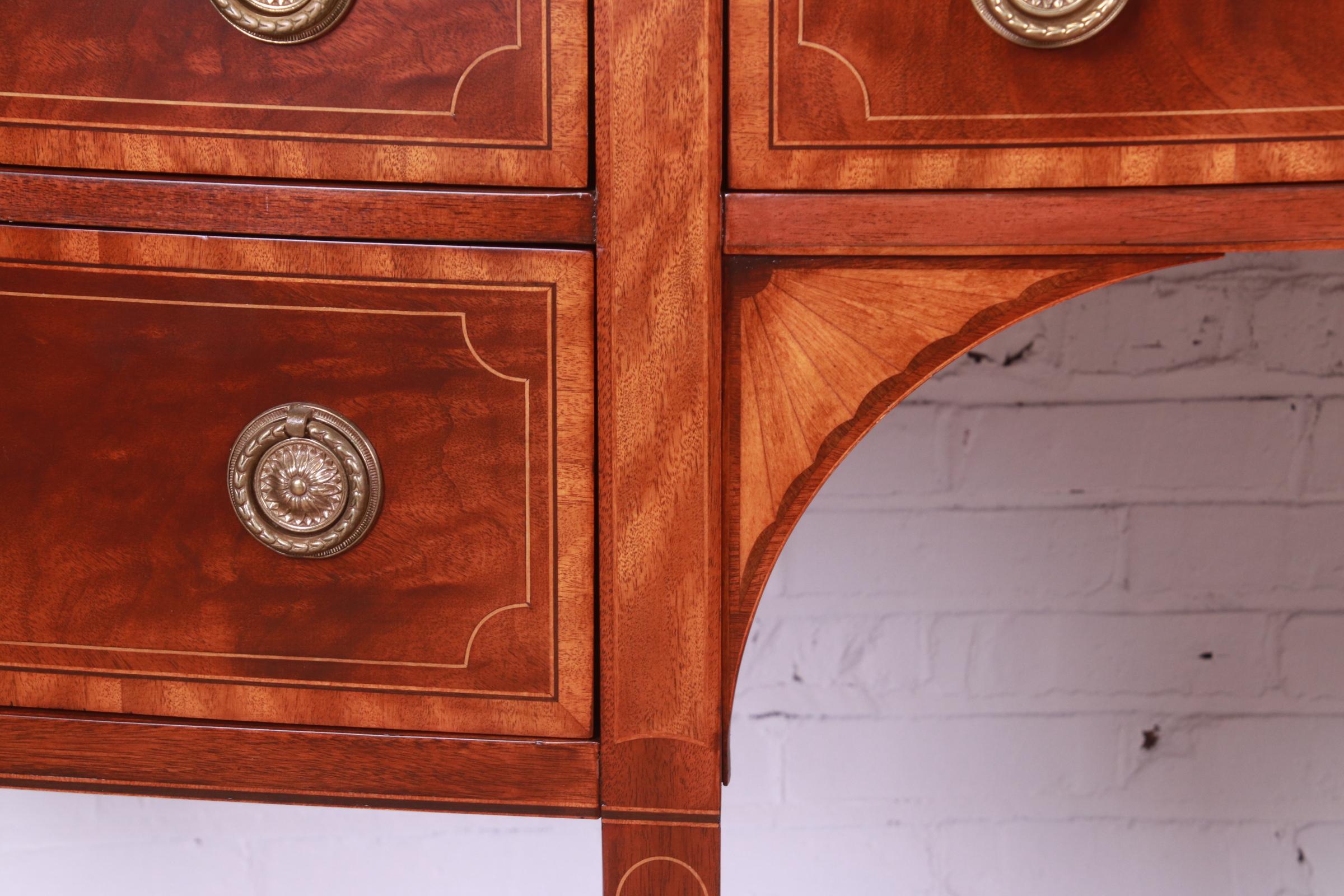 Baker Furniture Hepplewhite Mahogany and Satinwood Sideboard, Newly Restored 6