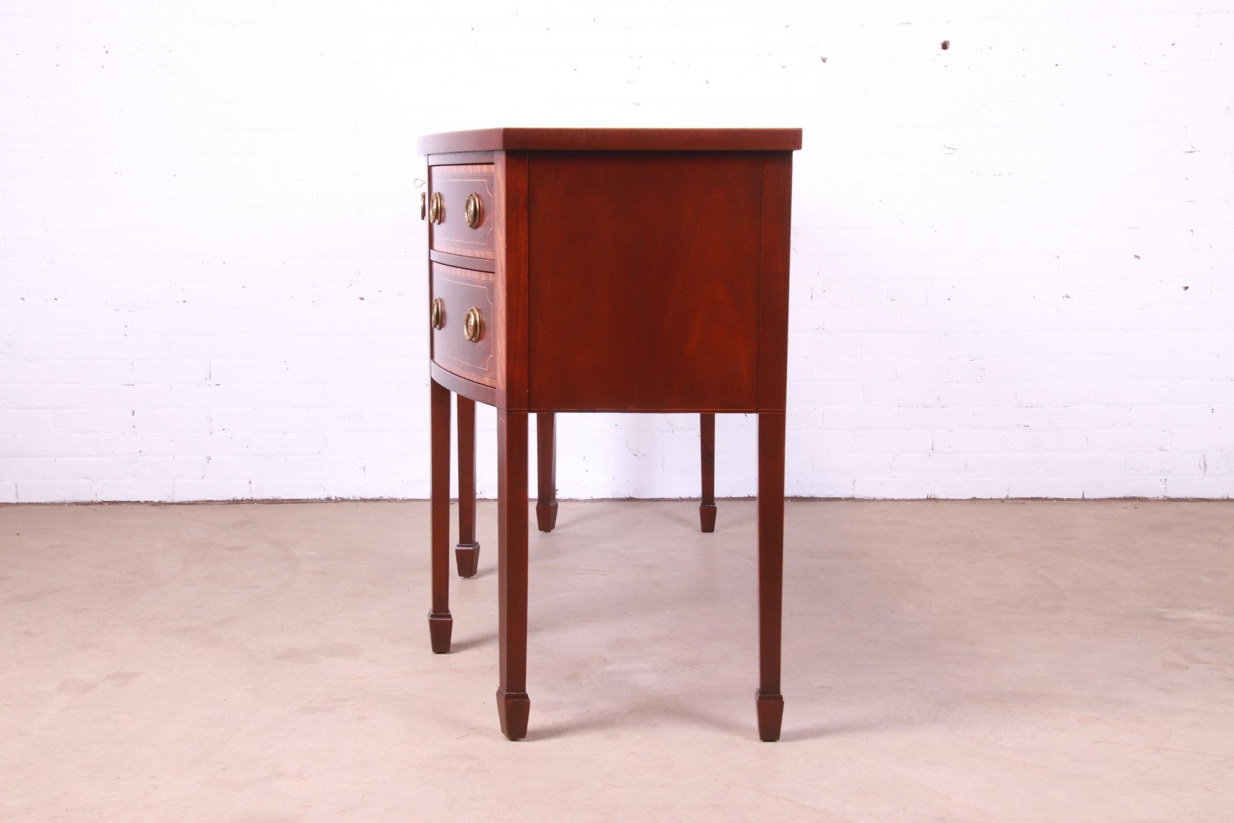 Baker Furniture Hepplewhite Mahogany and Satinwood Sideboard, Newly Restored 8