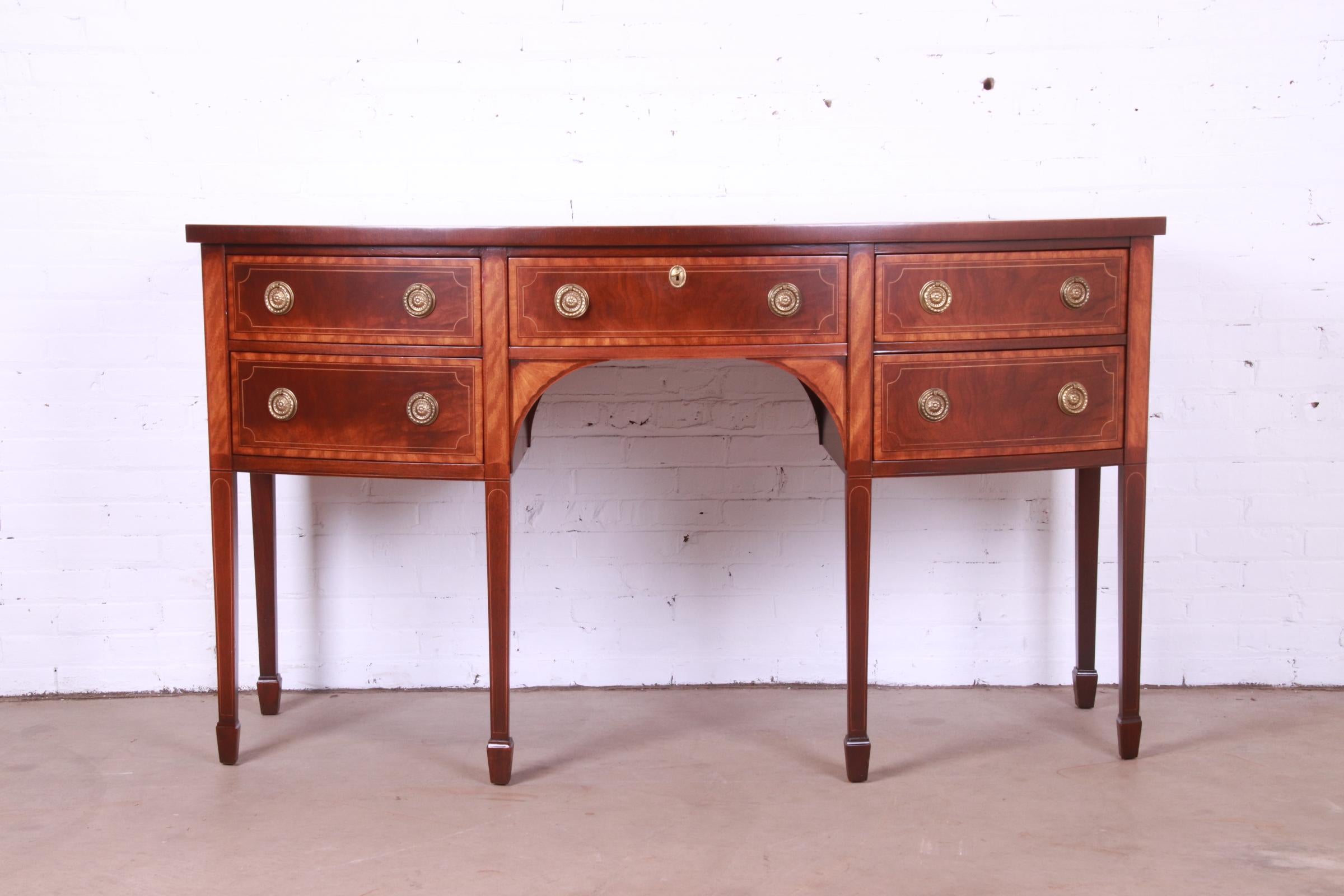 American Baker Furniture Hepplewhite Mahogany and Satinwood Sideboard, Newly Restored