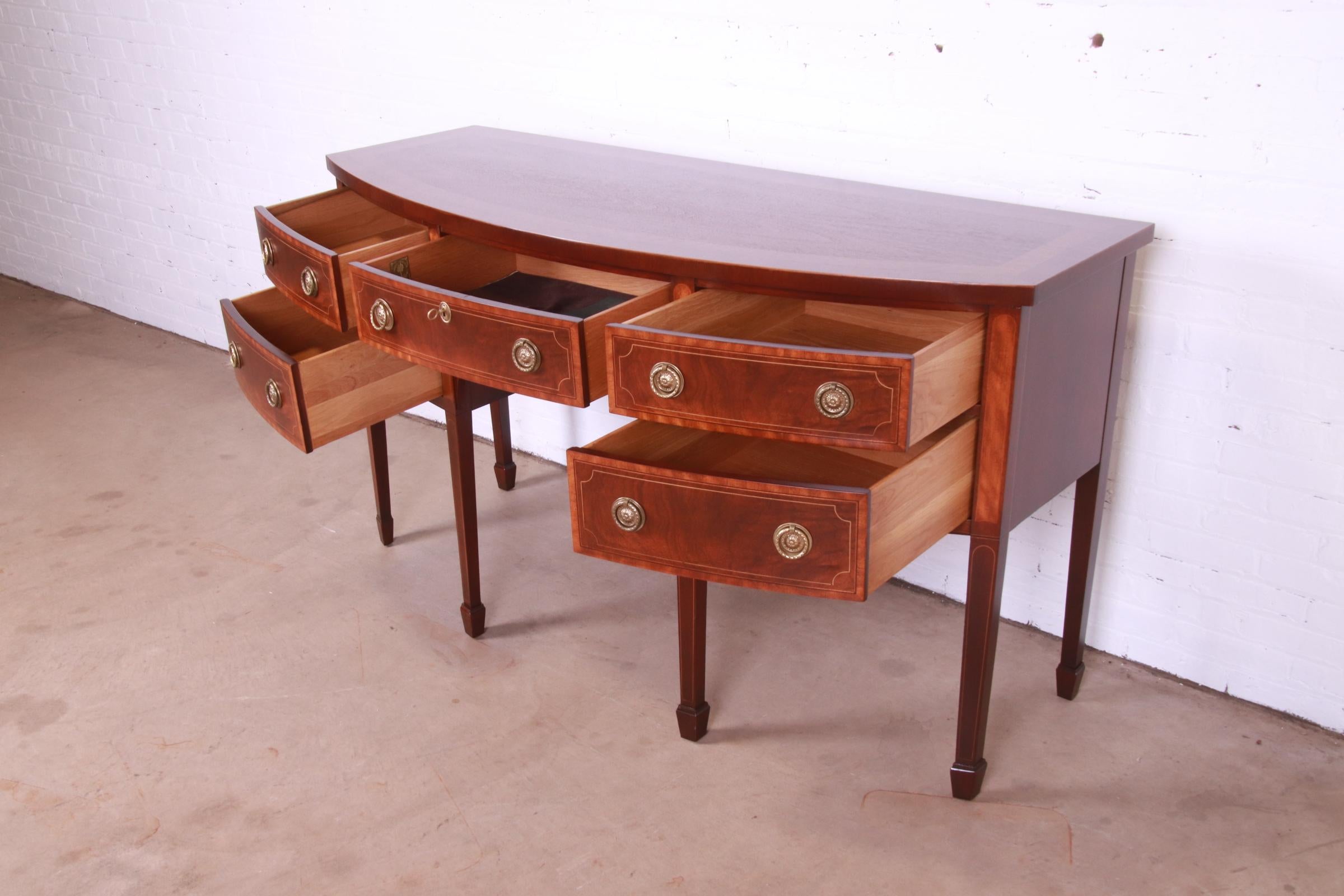 Baker Furniture Hepplewhite Mahogany and Satinwood Sideboard, Newly Restored 3