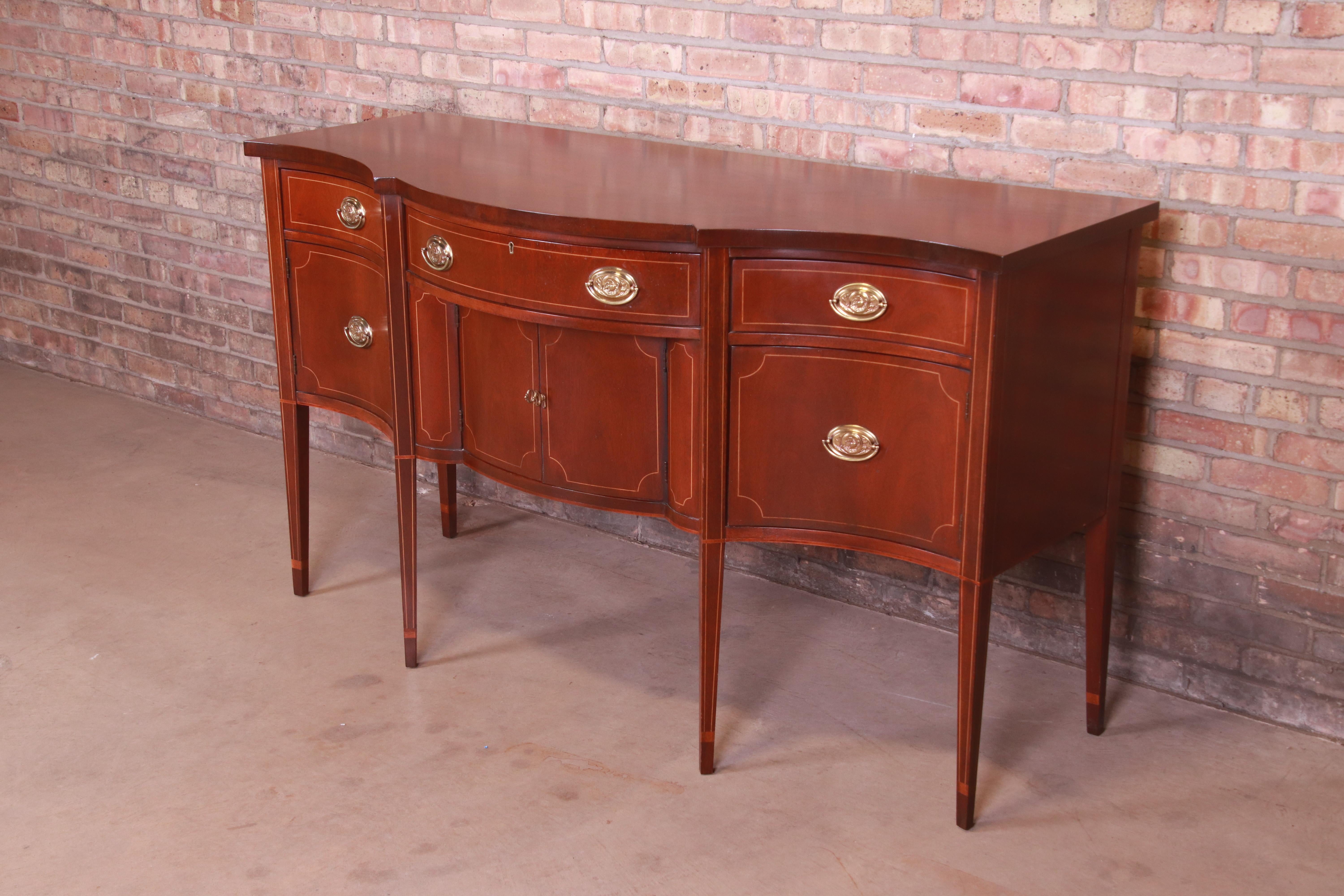 American Baker Furniture Hepplewhite Mahogany Bow Front Sideboard Credenza, Refinished