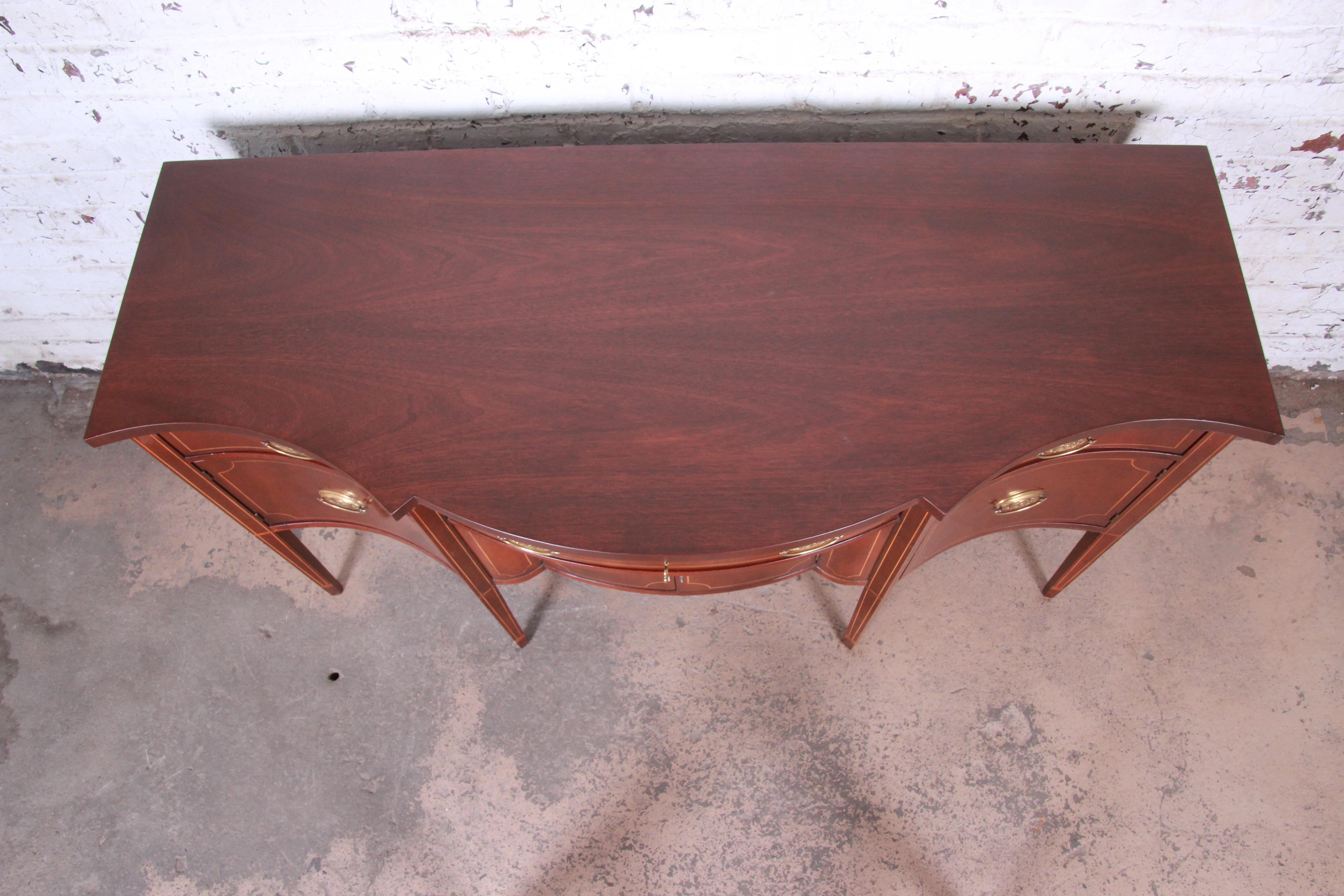 Baker Furniture Hepplewhite Style Inlaid Mahogany Bow Front Sideboard Credenza 2