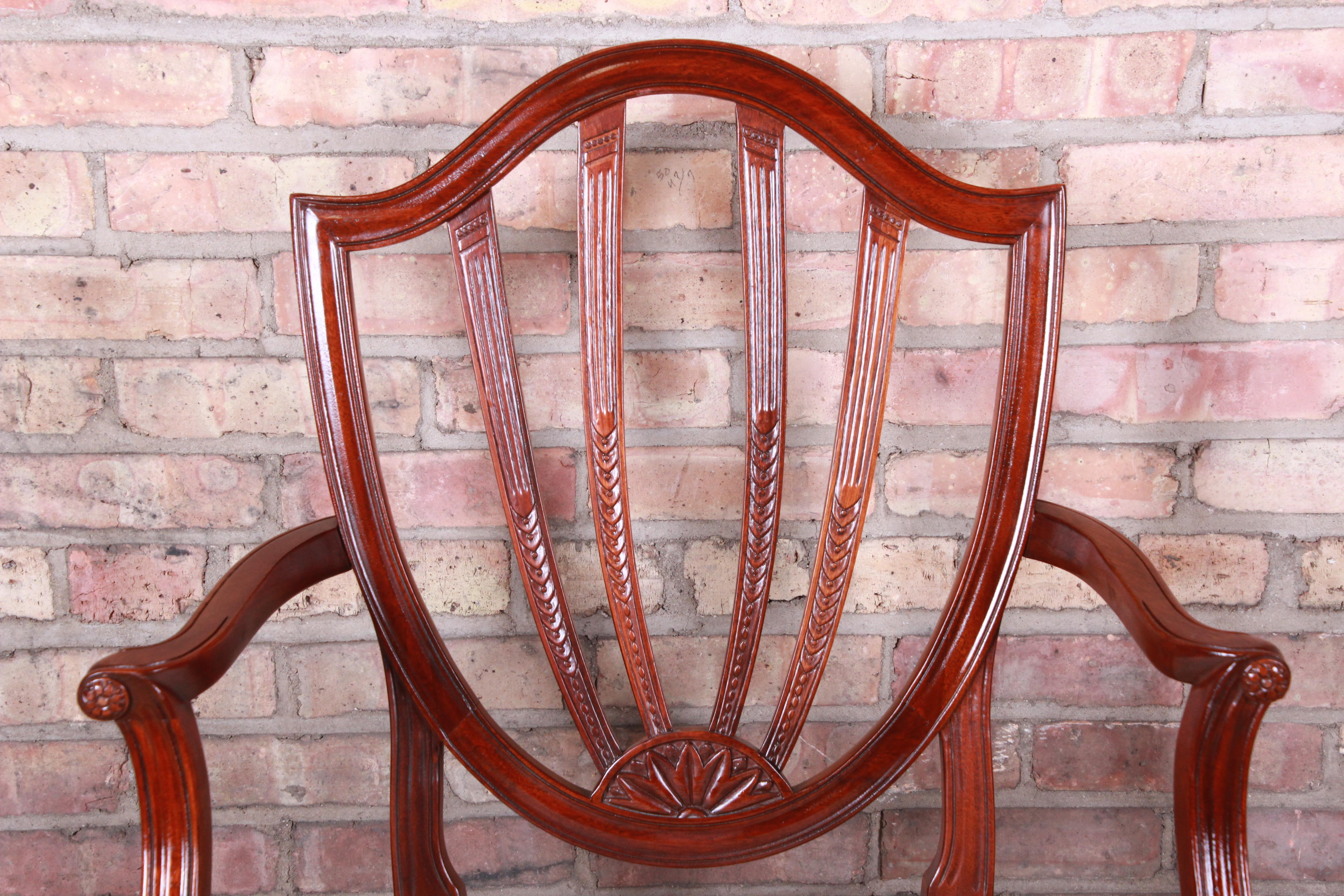 Baker Furniture Historic Charleston Carved Mahogany Dining Chairs, Set of Six 6