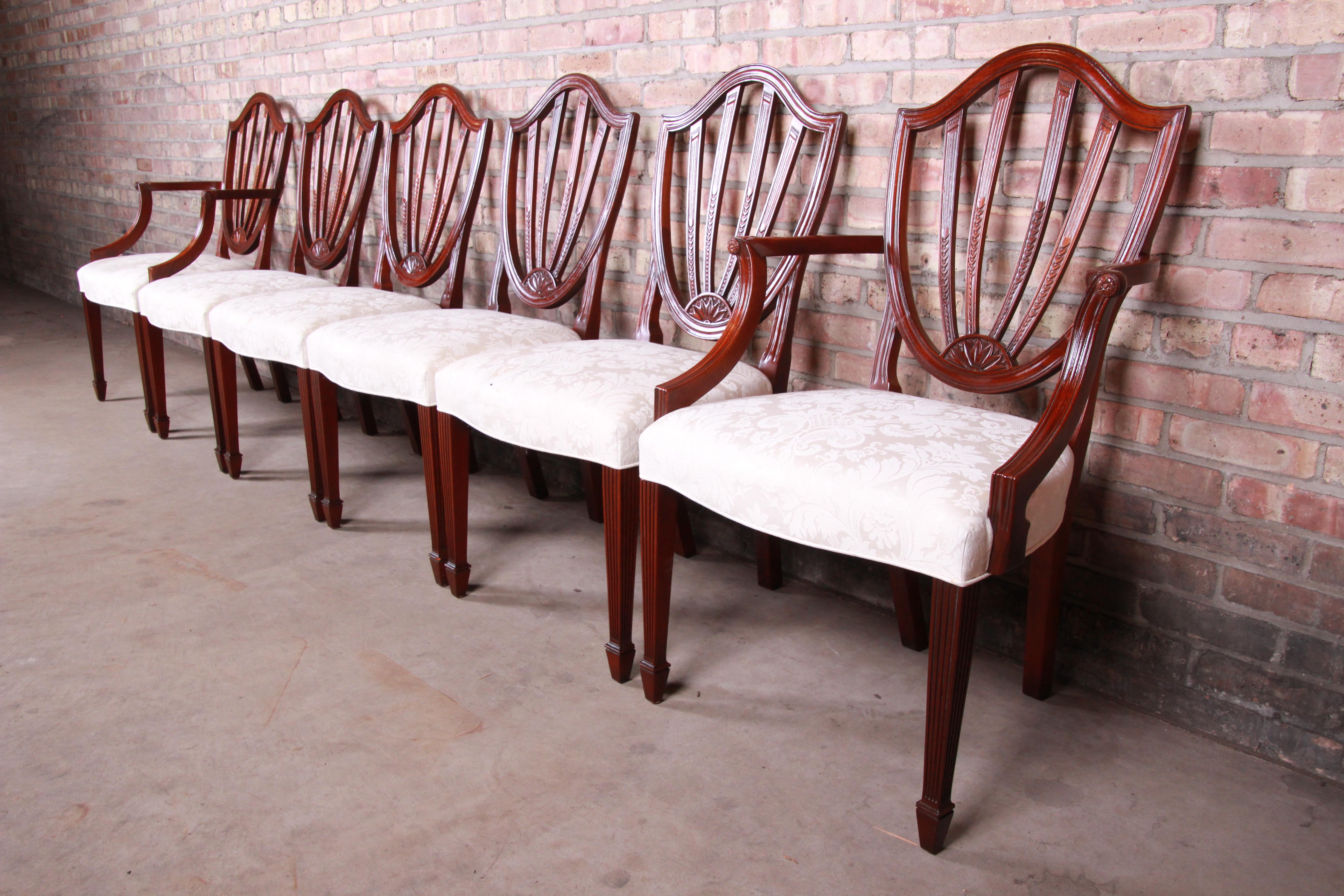 American Baker Furniture Historic Charleston Carved Mahogany Dining Chairs, Set of Six
