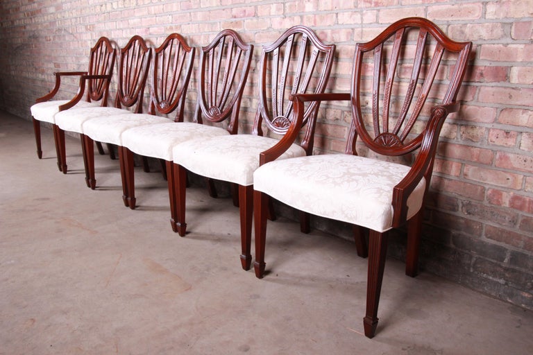 Baker Furniture Historic Charleston Carved Mahogany Dining Chairs, Set