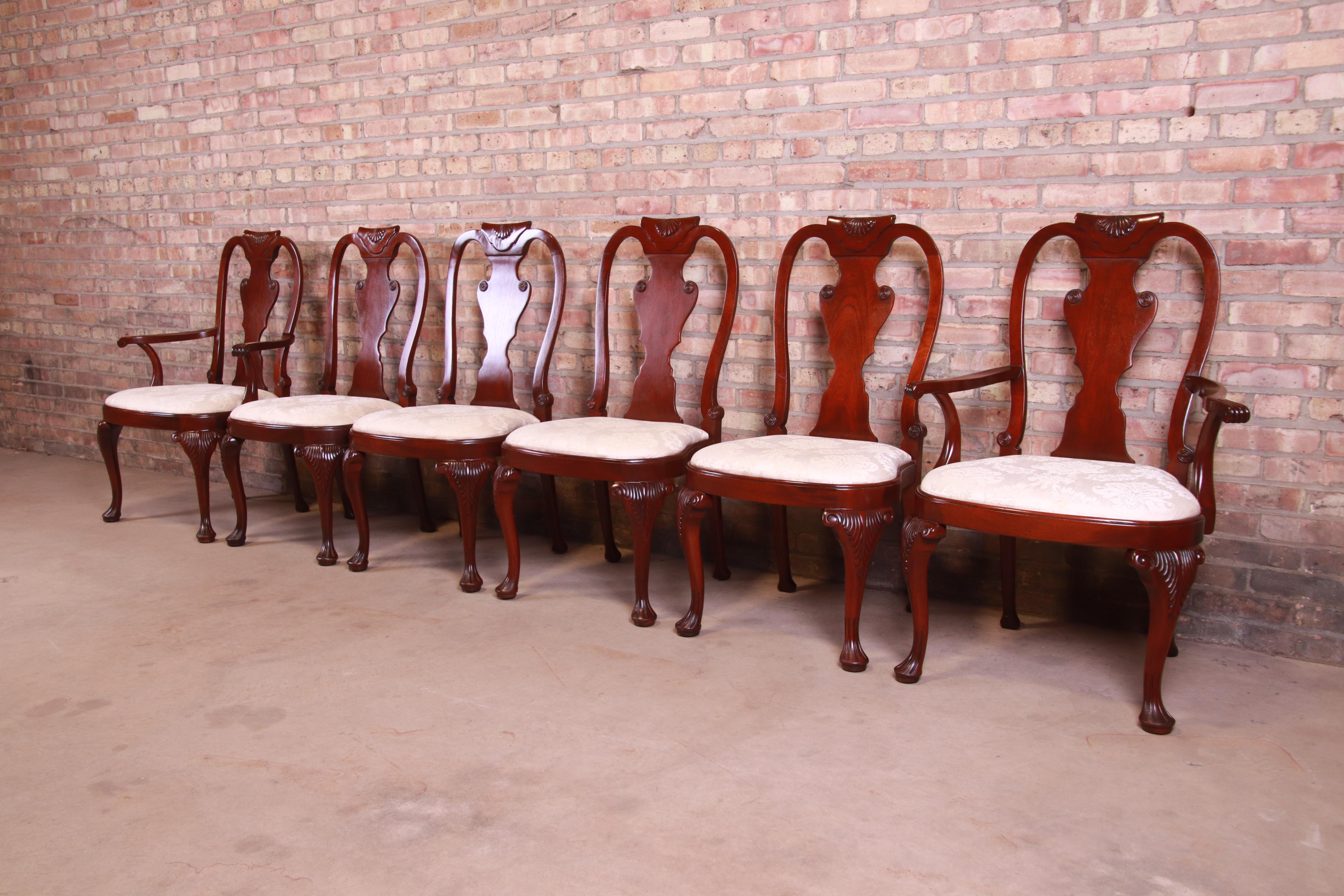 American Baker Furniture Historic Charleston Carved Mahogany Dining Chairs, Set of Six For Sale
