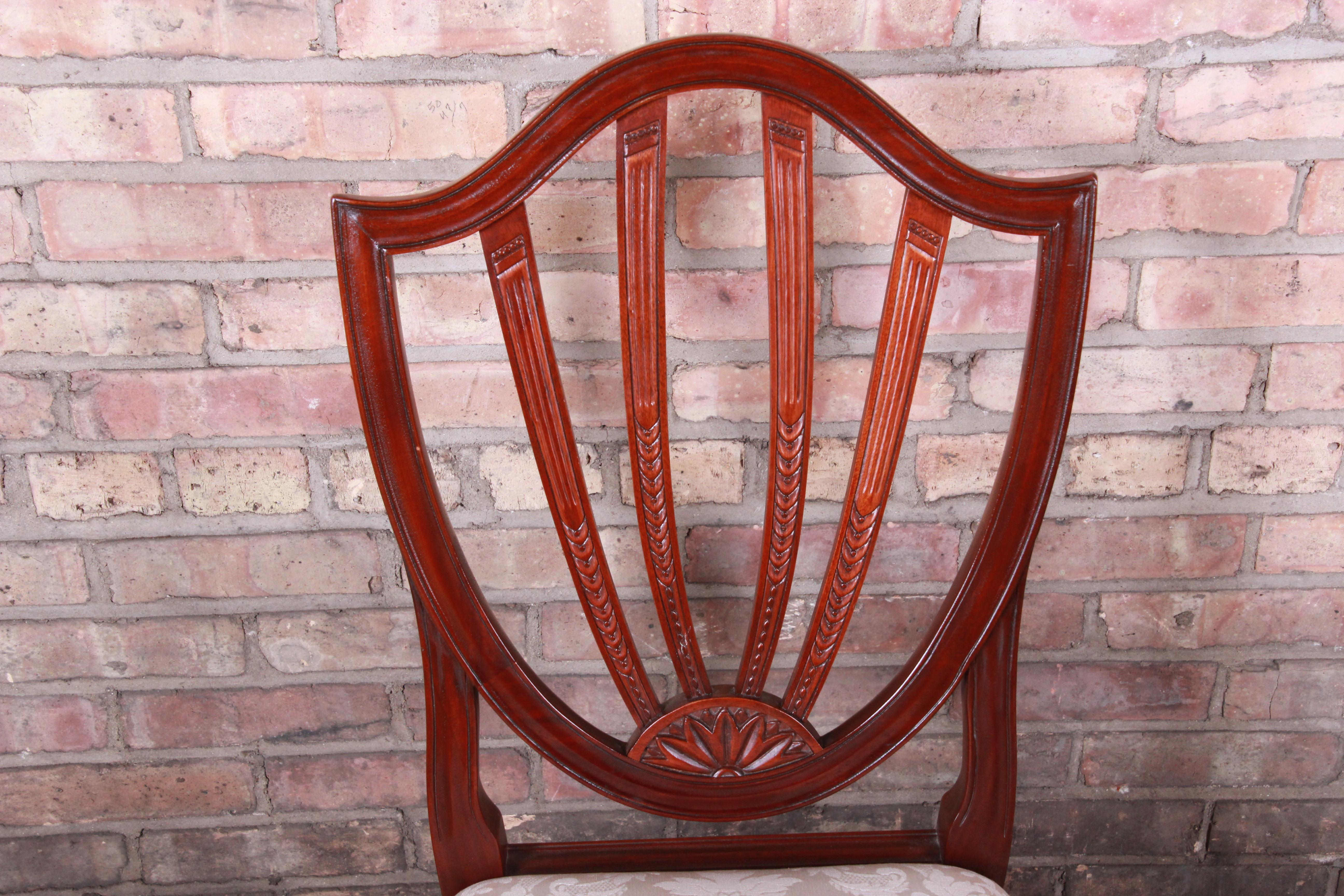 Late 20th Century Baker Furniture Historic Charleston Carved Mahogany Dining Chairs, Set of Six