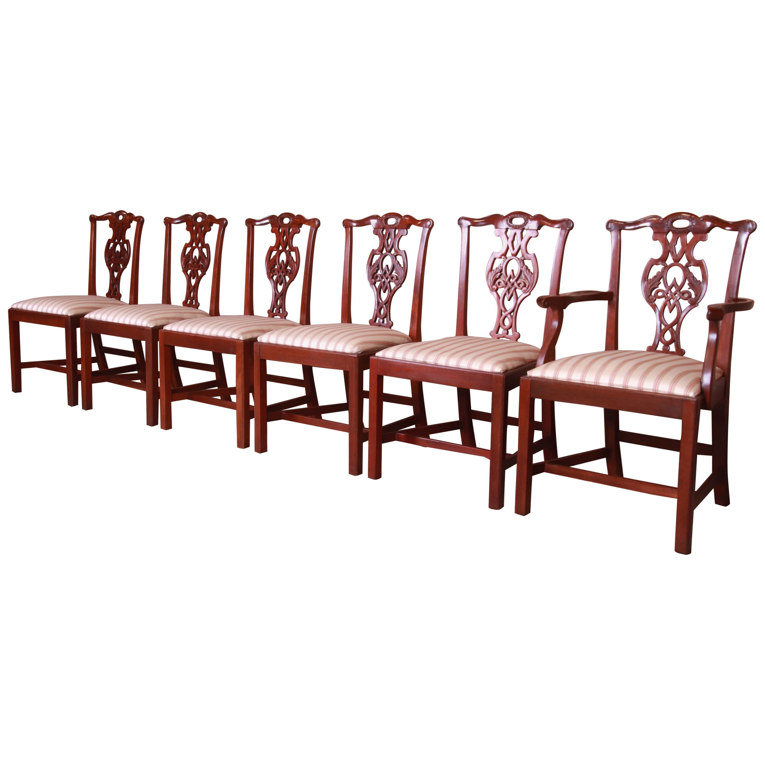 Baker Furniture Historic Charleston Carved Mahogany Dining Chairs, Set of Six