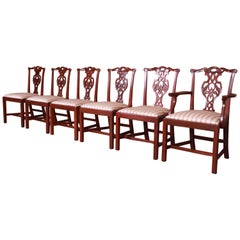 Baker Furniture Historic Charleston Carved Mahogany Dining Chairs, Set of Six