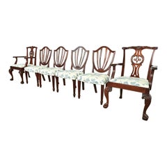Baker Furniture Historic Charleston Carved Mahogany Dining Chairs, Set of Six