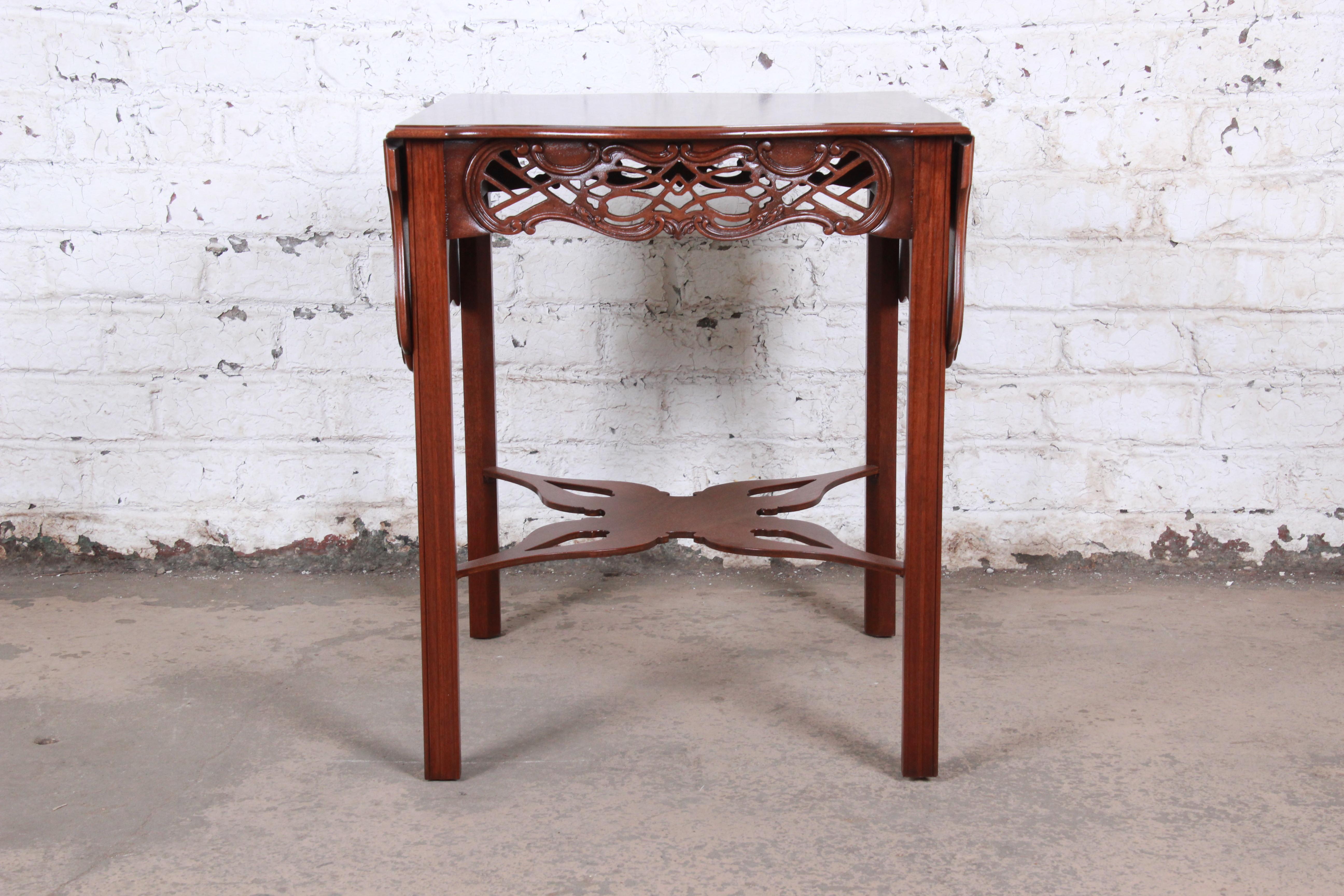 Chippendale Baker Furniture Historic Charleston Carved Mahogany Pembroke Table, Restored