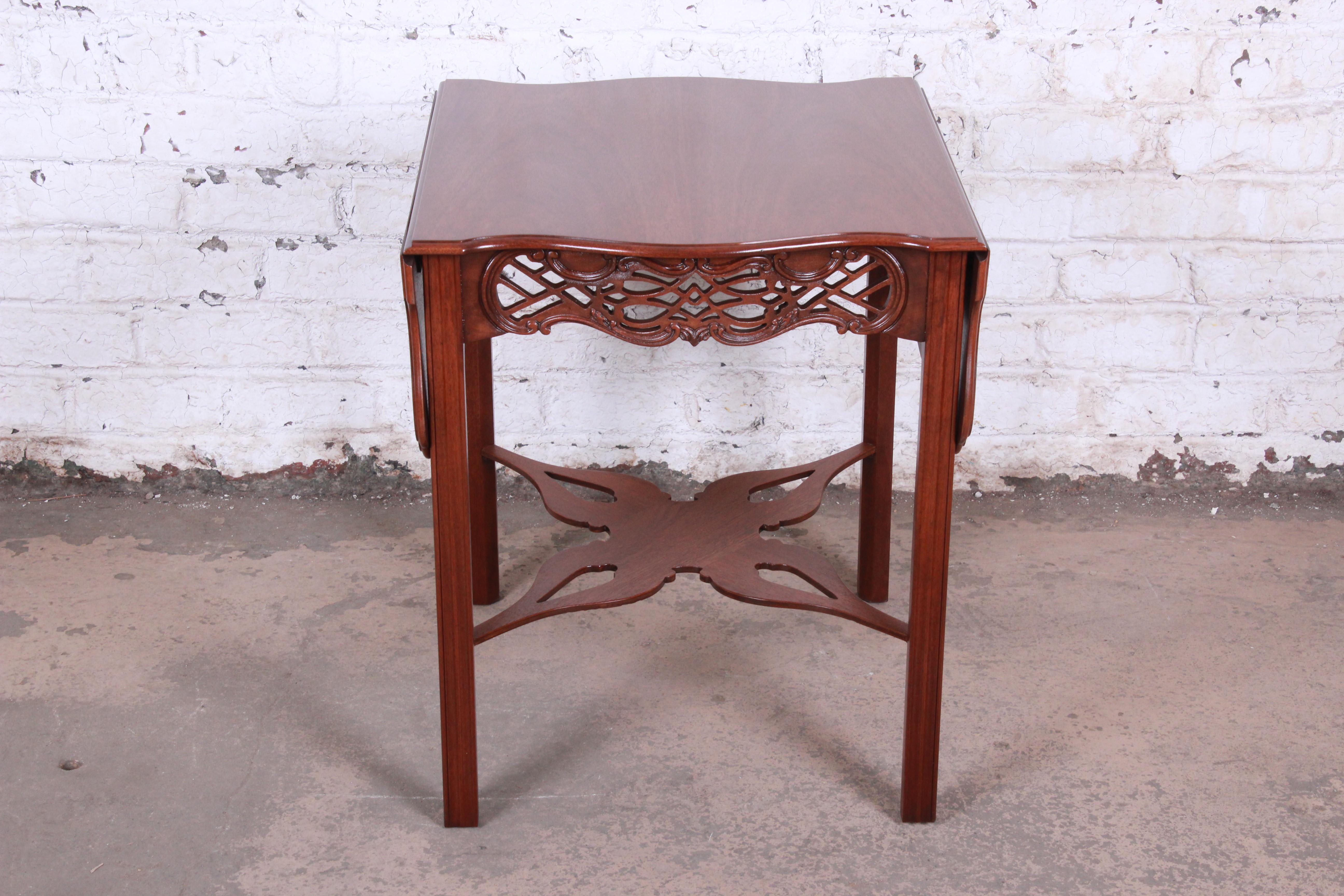 American Baker Furniture Historic Charleston Carved Mahogany Pembroke Table, Restored
