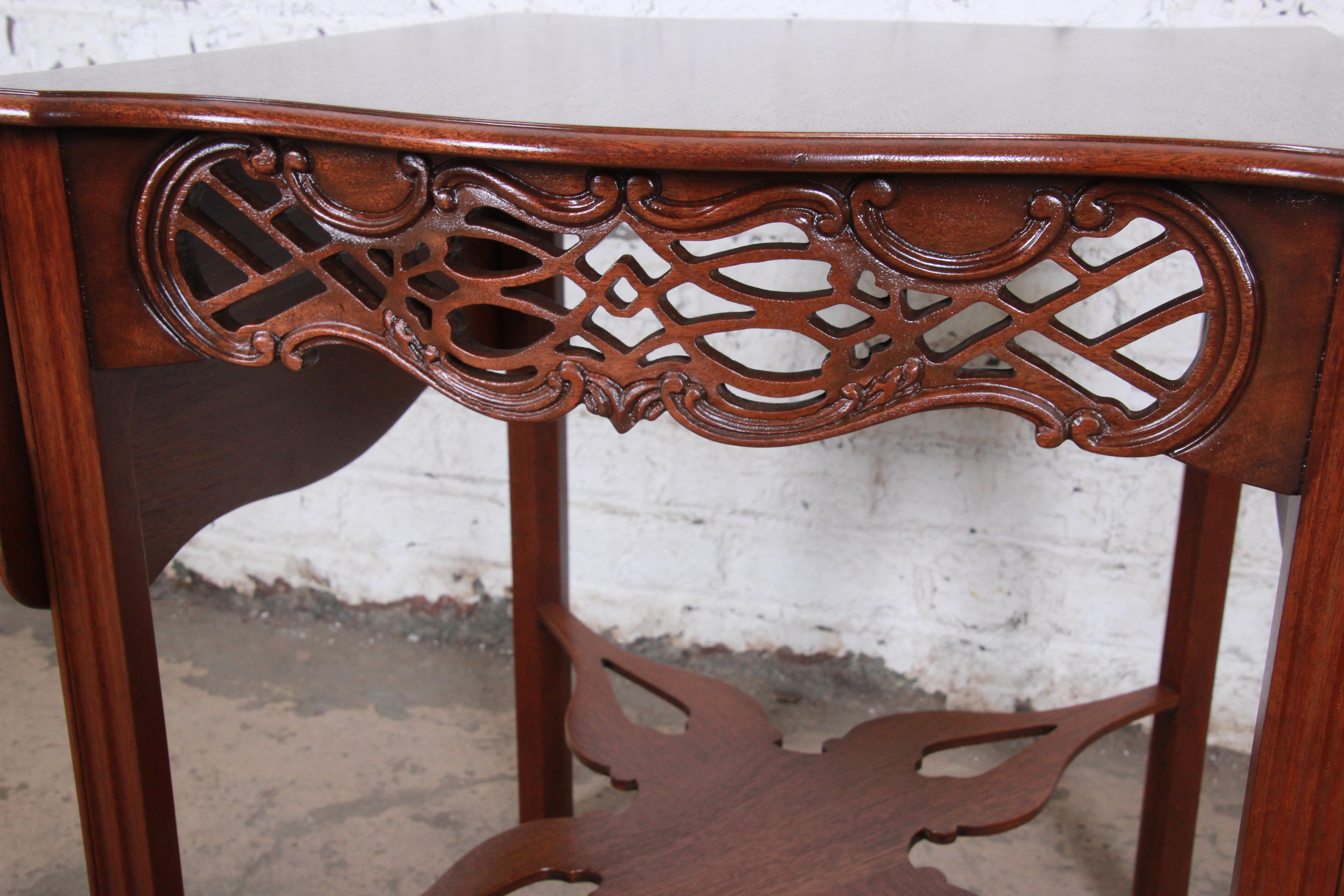 Late 20th Century Baker Furniture Historic Charleston Carved Mahogany Pembroke Table, Restored