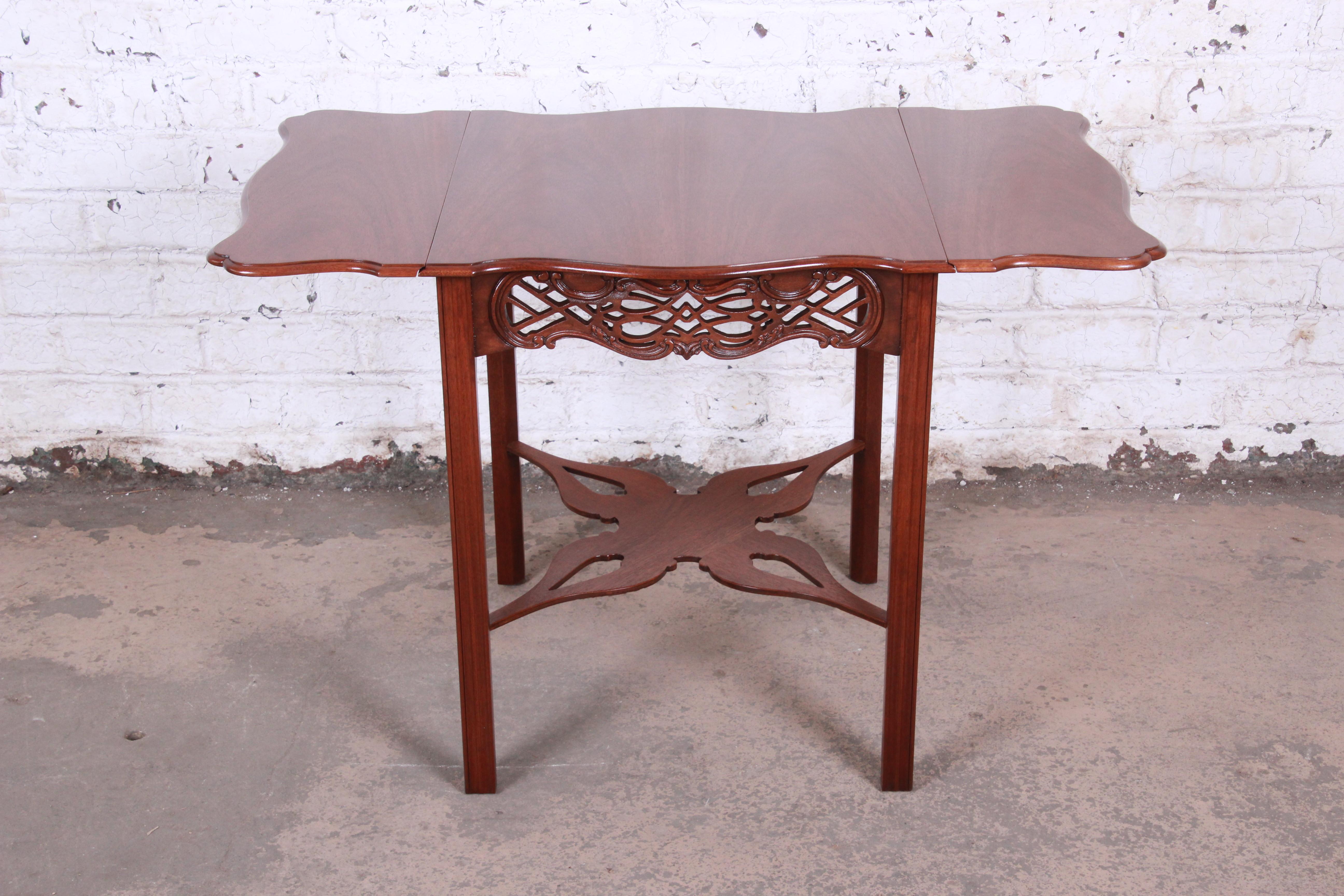 Baker Furniture Historic Charleston Carved Mahogany Pembroke Table, Restored 2