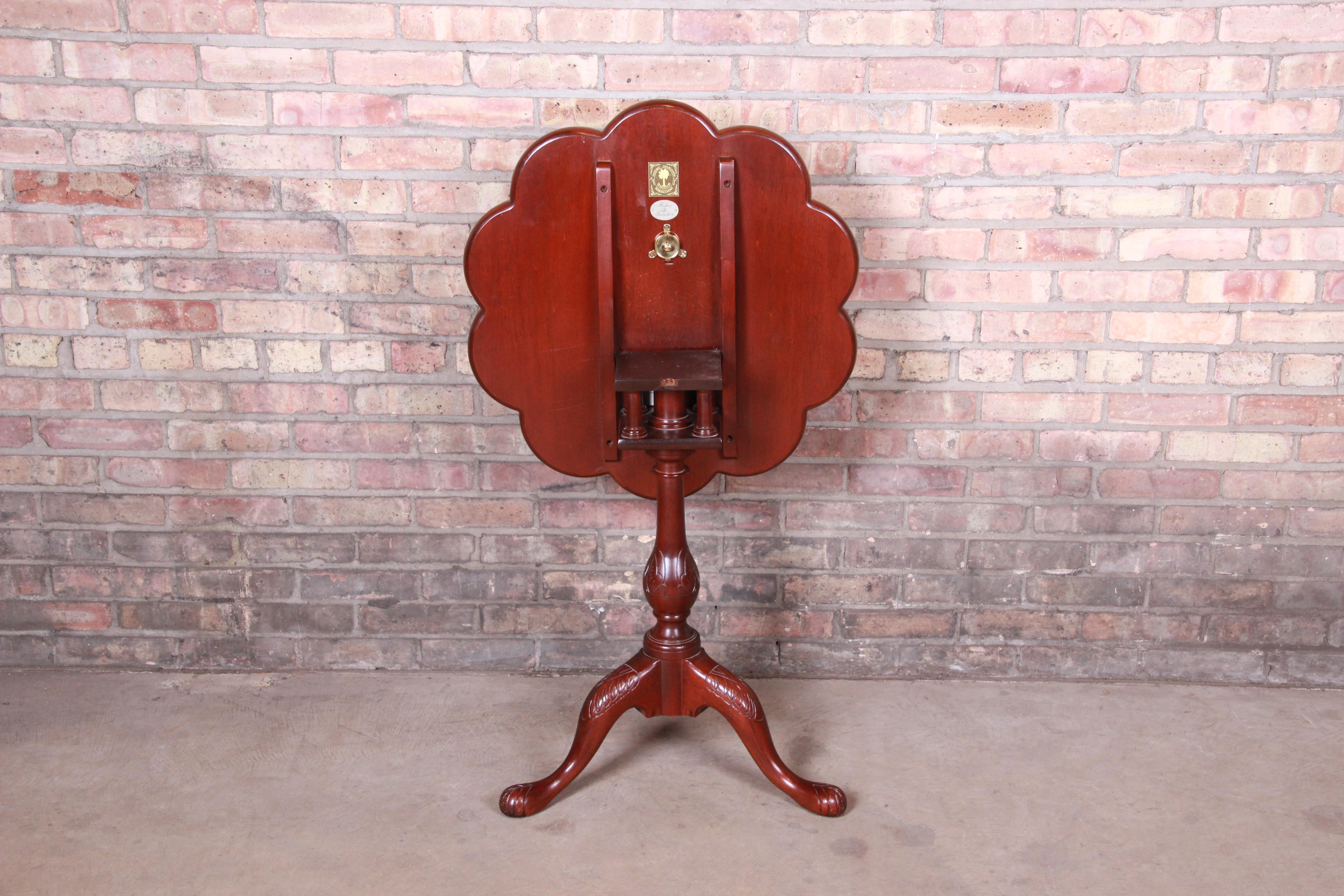 Baker Furniture Historic Charleston Carved Mahogany Tilt Top Tea Table For Sale 3