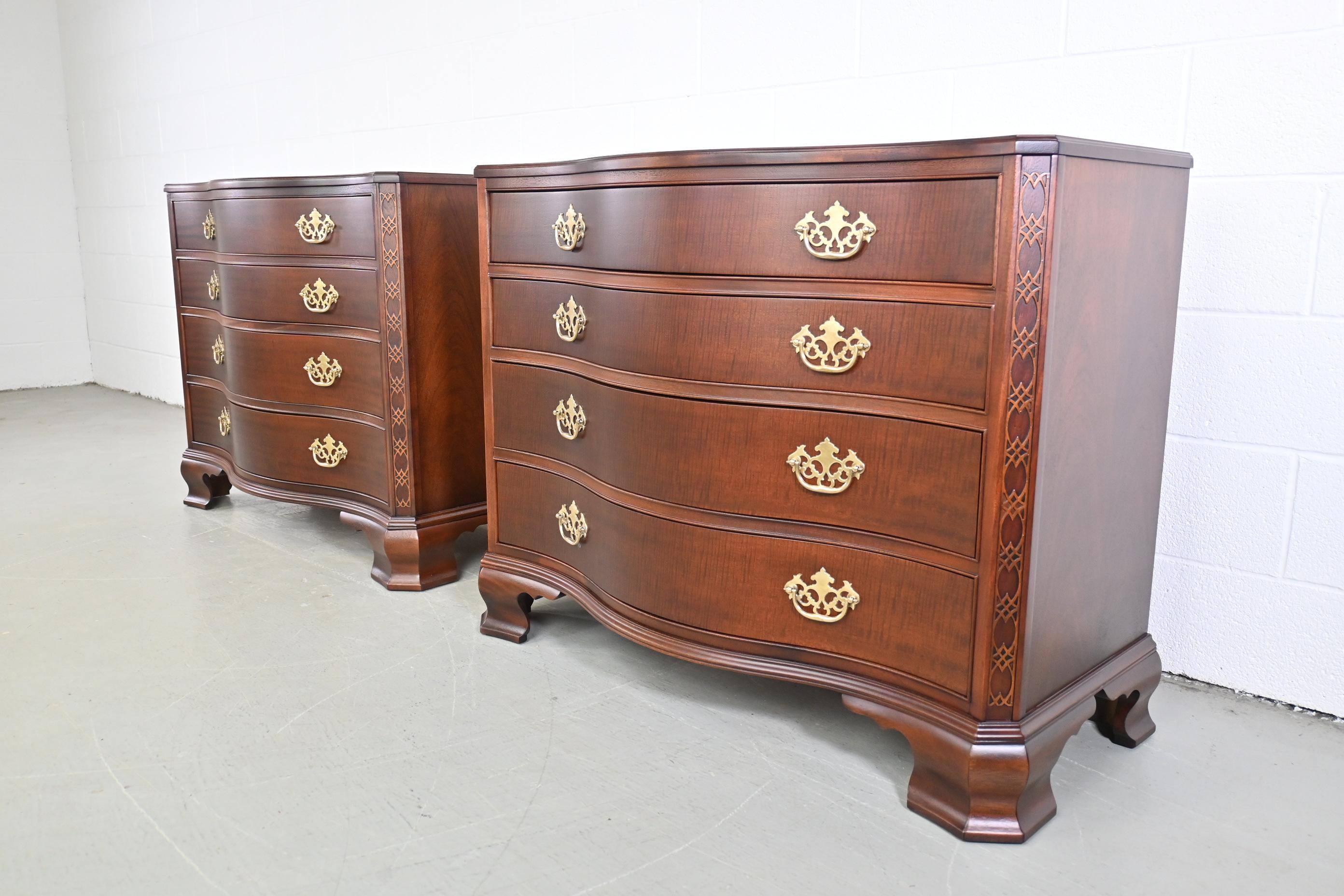 American Baker Furniture Historic Charleston Chippendale Mahogany Dressers, a Pair