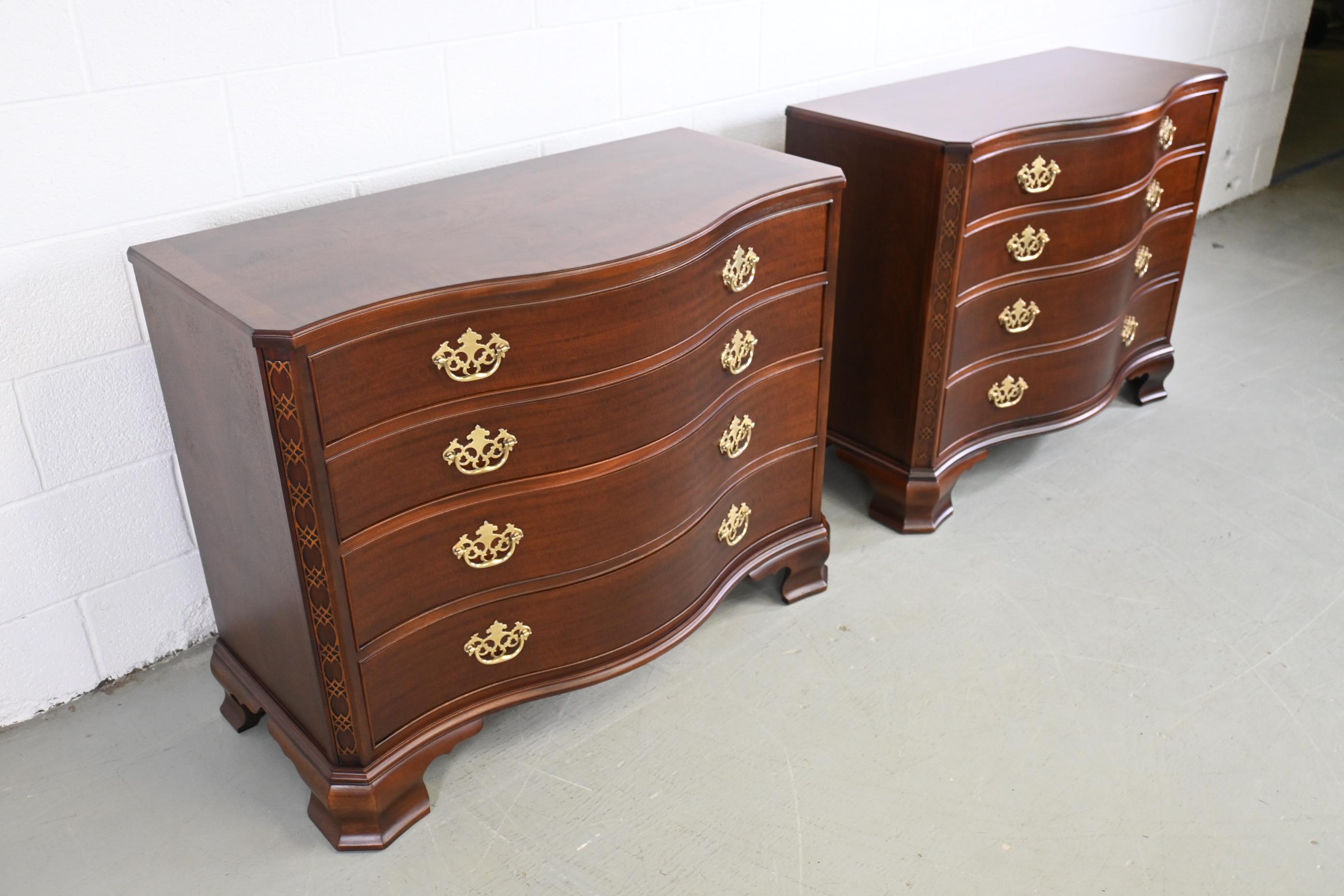 Baker Furniture Historic Charleston Chippendale Mahogany Dressers, a Pair In Excellent Condition In Morgan, UT