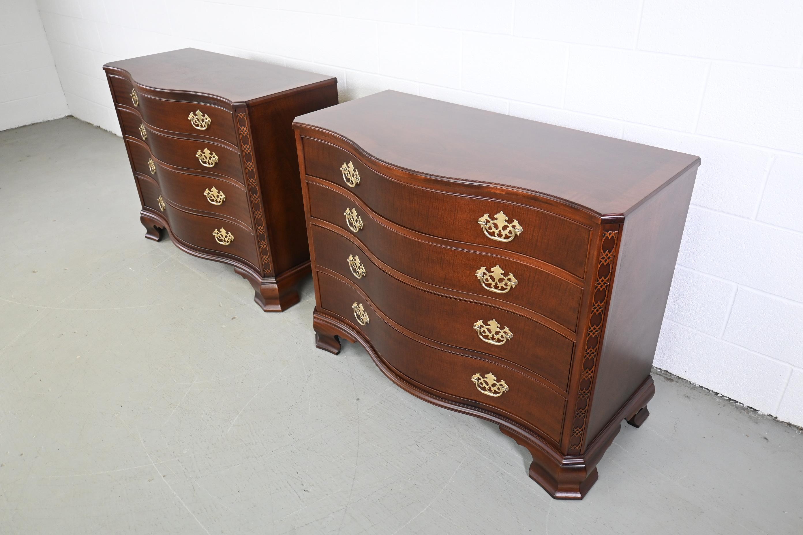 Late 20th Century Baker Furniture Historic Charleston Chippendale Mahogany Dressers, a Pair