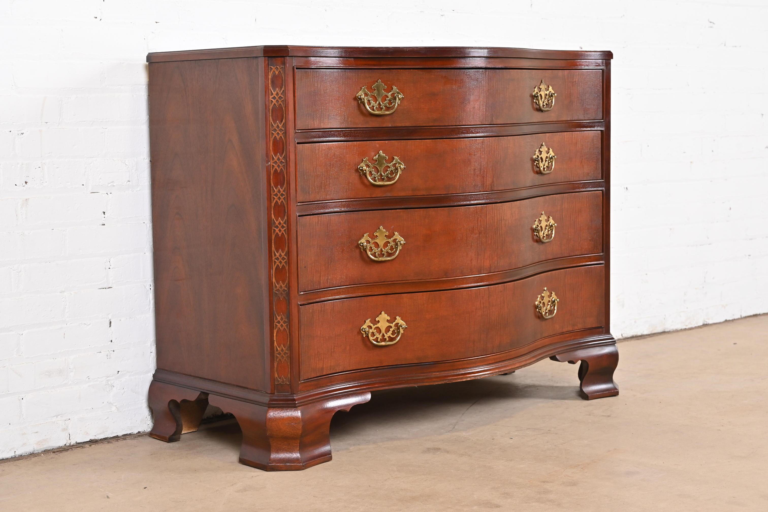 20th Century Baker Furniture Historic Charleston Chippendale Mahogany Serpentine Dresser