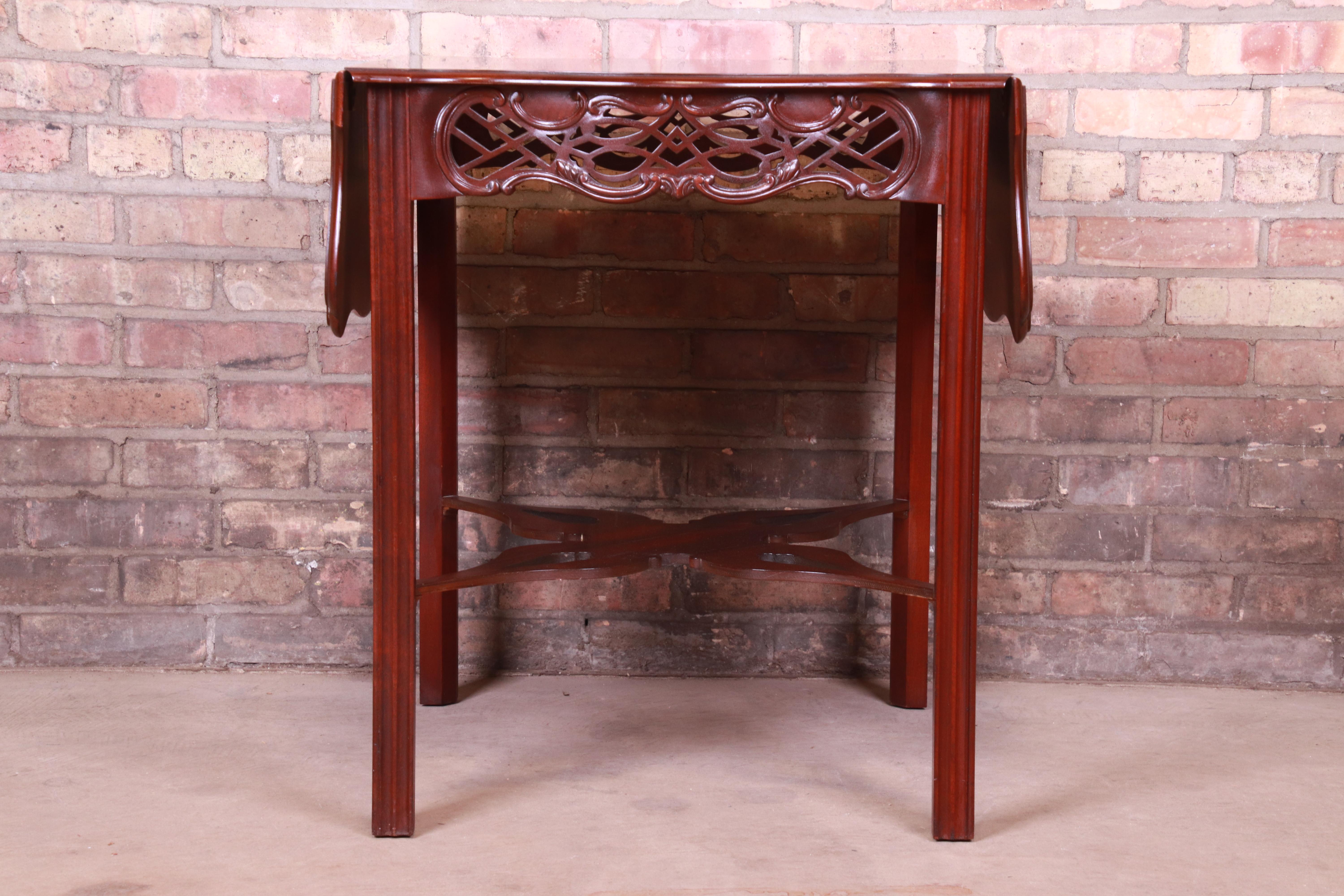 Chippendale Baker Furniture Historic Charleston Collection Carved Mahogany Pembroke Table For Sale