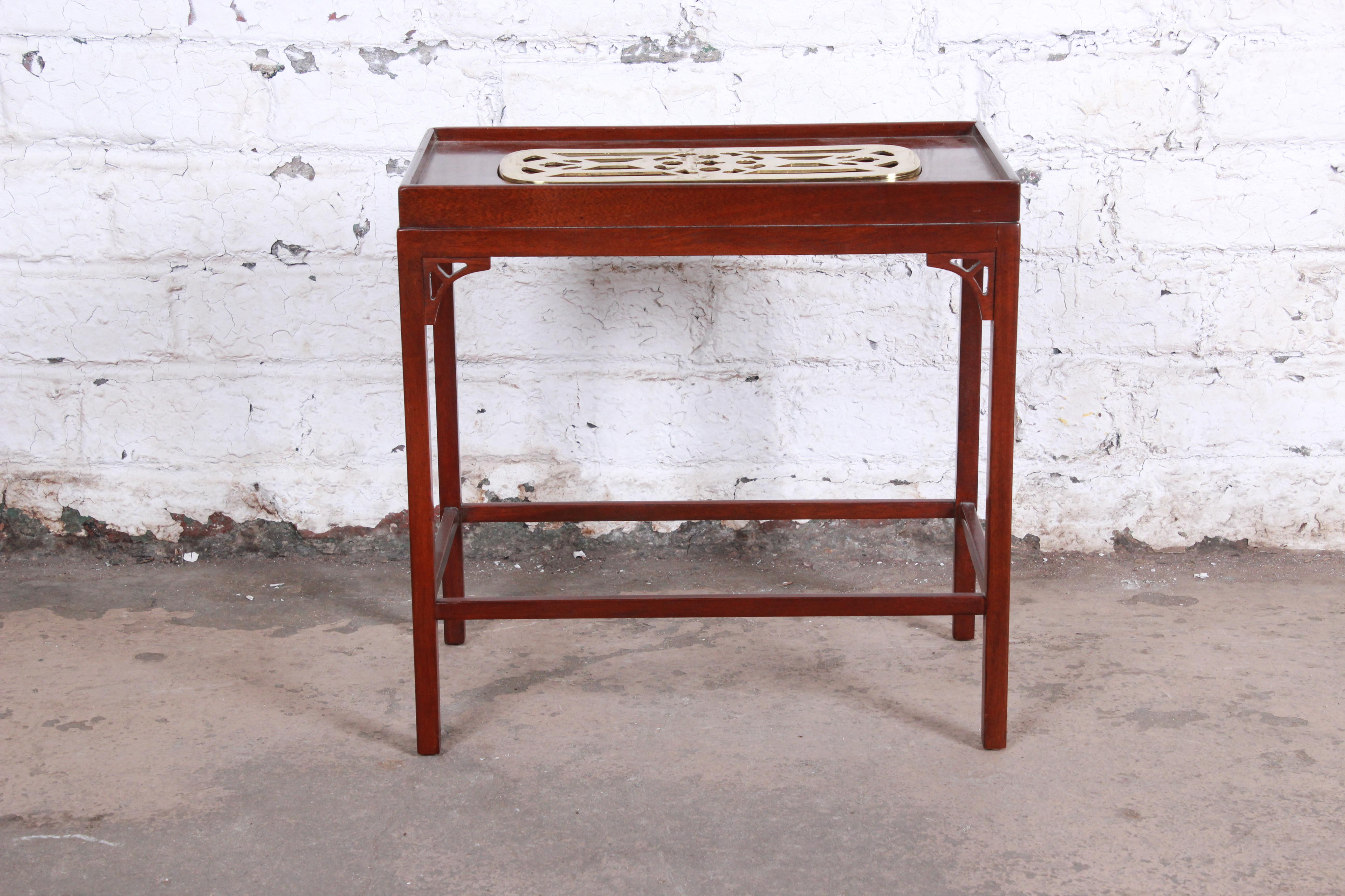 Chippendale Baker Furniture Historic Charleston Collection Mahogany and Brass Side Table