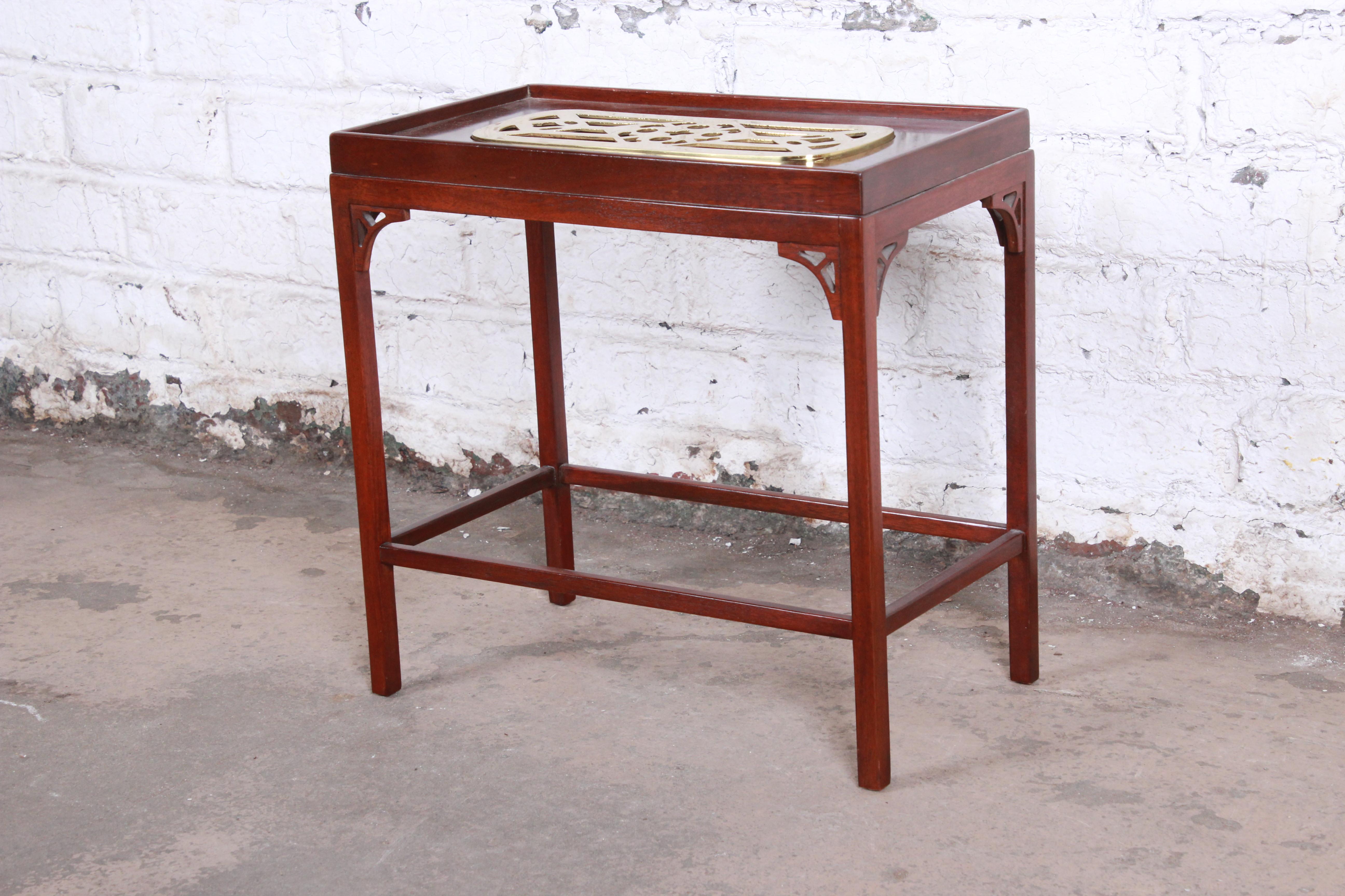 American Baker Furniture Historic Charleston Collection Mahogany and Brass Side Table